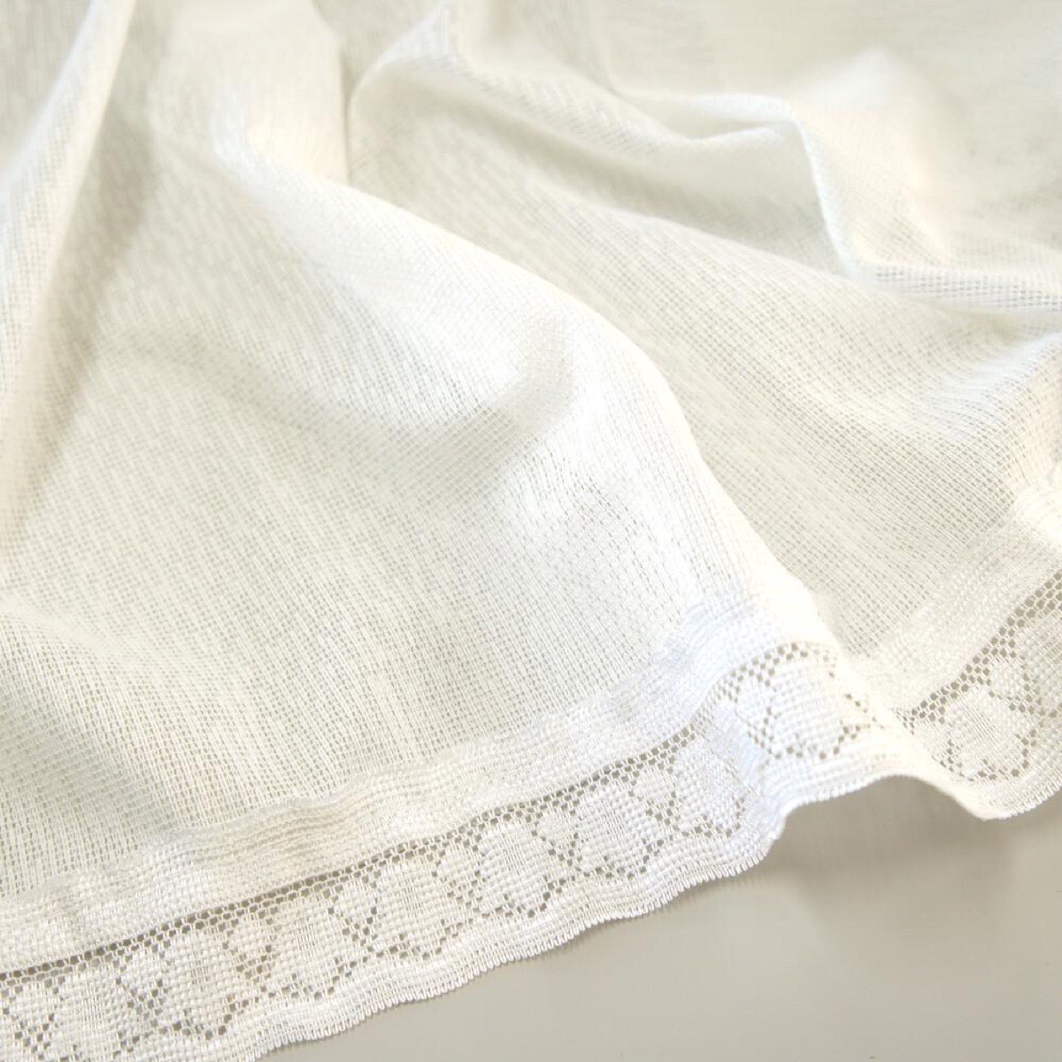 Elegant Japanese Cafe Curtain, Frill Top, Ruffled, White, Sheer Valance 47.2x17.7 in, Cottage Kitchen — view 7