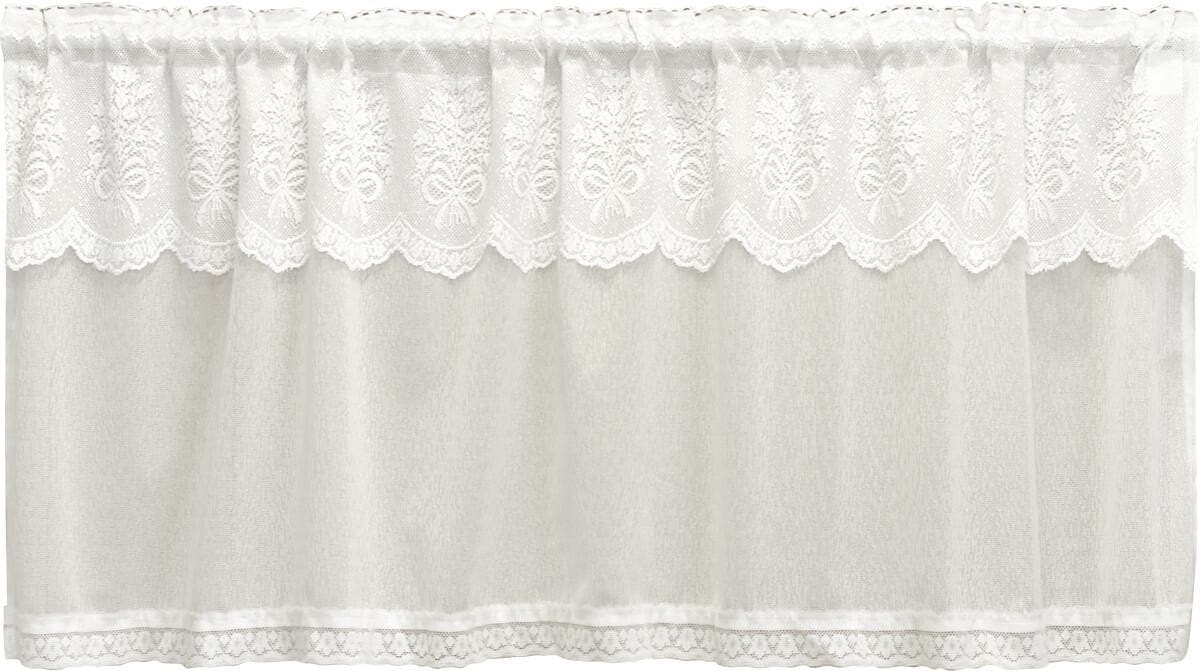 Elegant Japanese Cafe Curtain, Frill Top, Ruffled, White, Sheer Valance 47.2x17.7 in, Cottage Kitchen — view 9