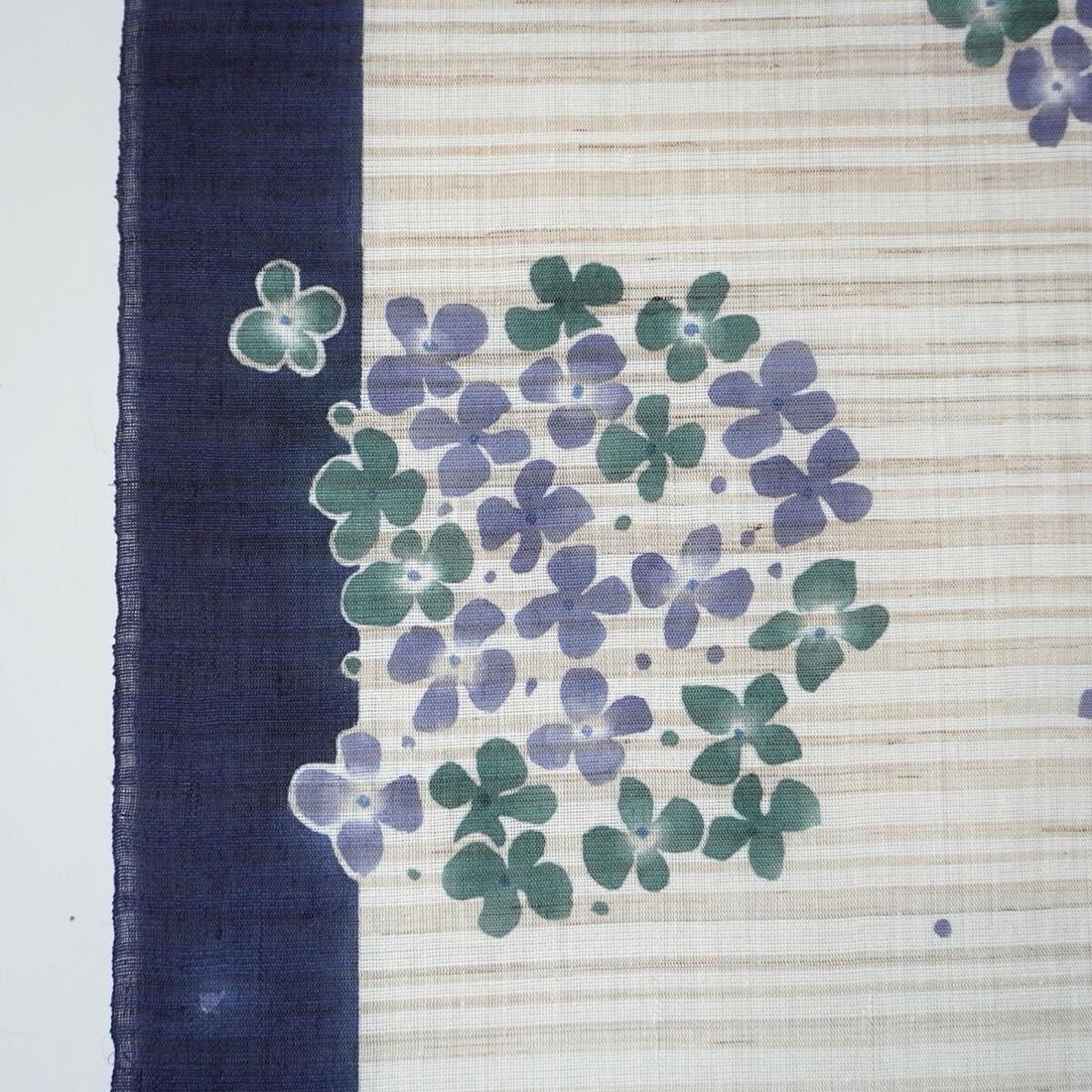Hand Painted Hydrangea Linen Tapestry, Japanese Wall Art, 17.7 x 33.5 in — view 3