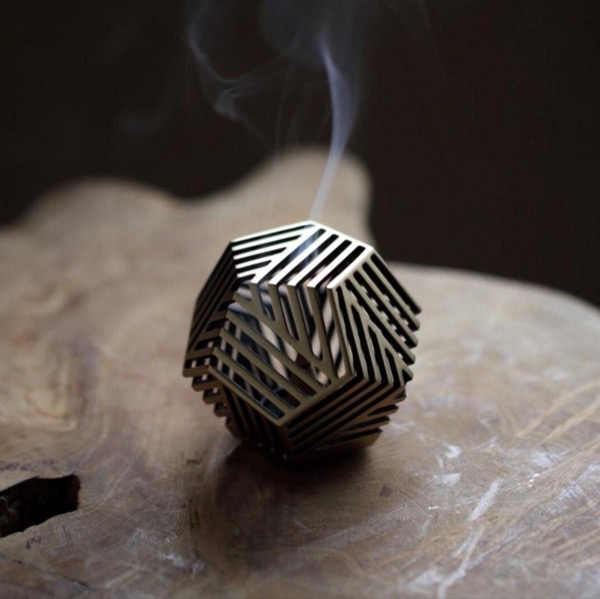 Japanese Bronze Incense Burner, Minimalist Cone Holder, Zen Decor