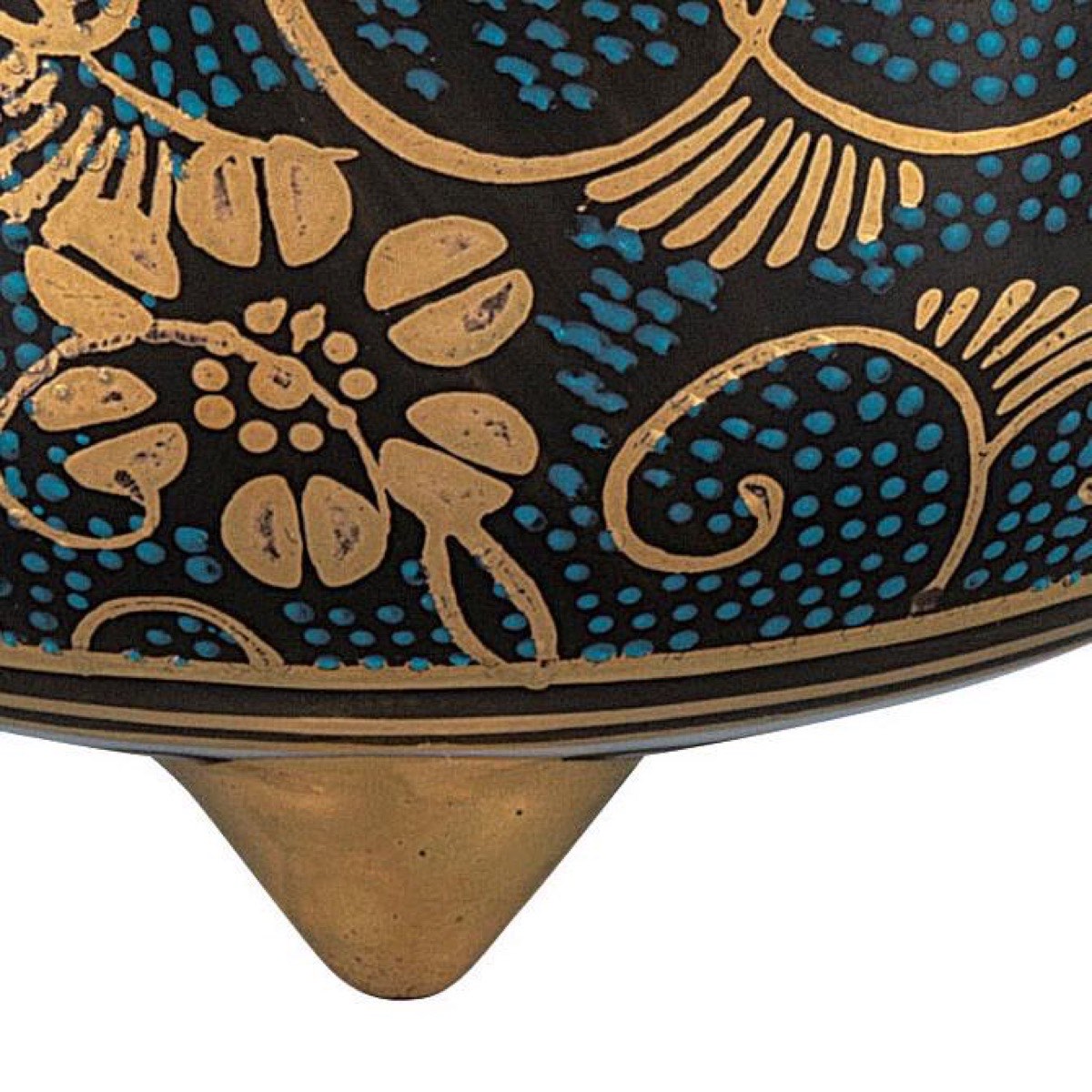 Japanese Incense Burner, Kutani Ware Blue Dot Clematis Porcelain Koro, Incense Holder — view 6