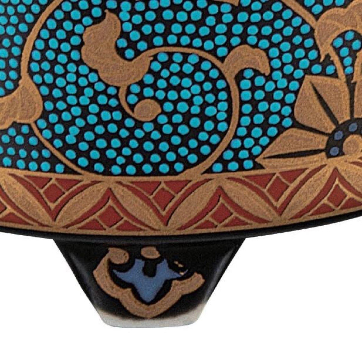 Japanese Incense Burner, Kutani Ware Blue Dot Gold Clematis Koro, Incense Holder — view 6