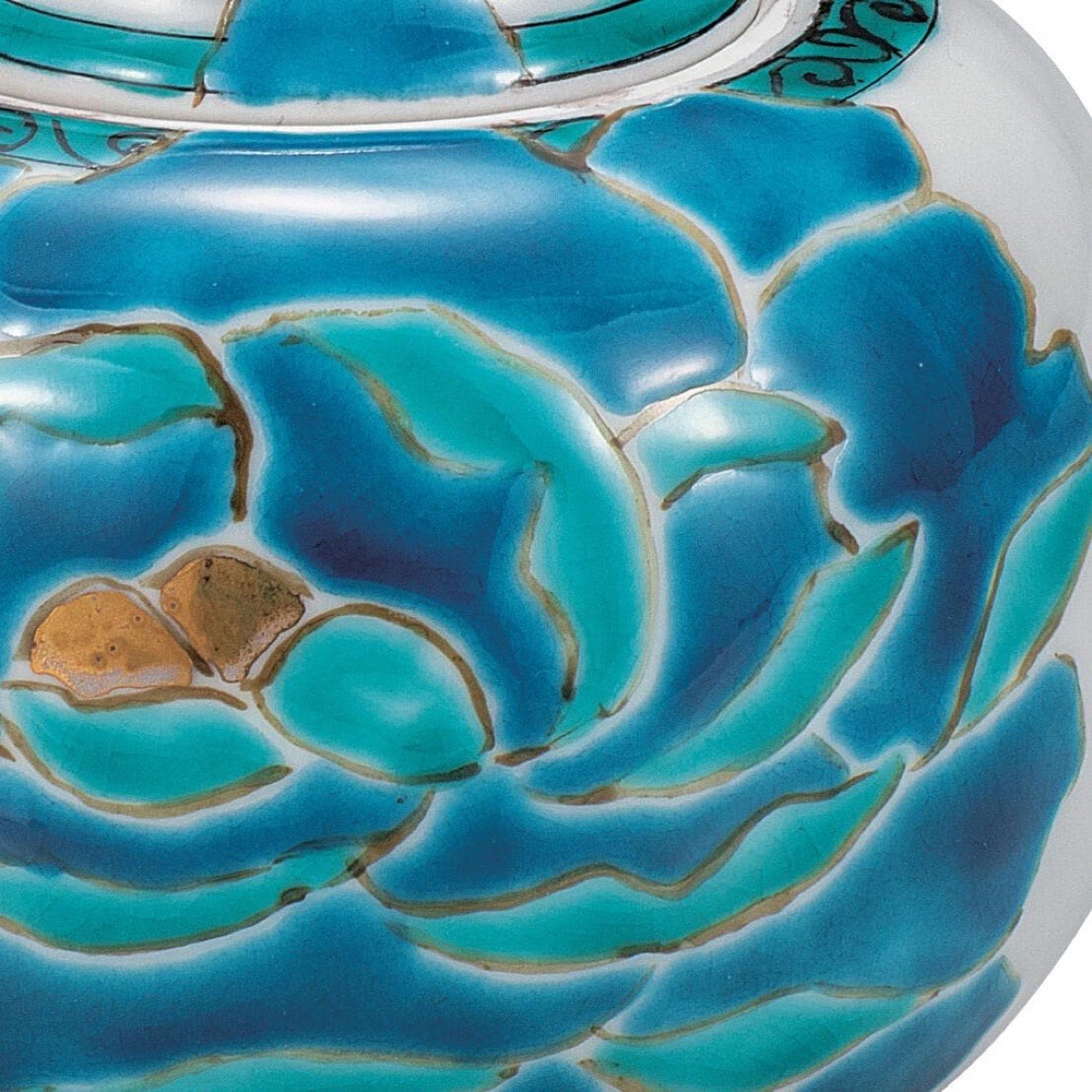 Japanese Incense Burner, Kutani Ware Blue Peony Porcelain Koro, Japanese Decor — view 6