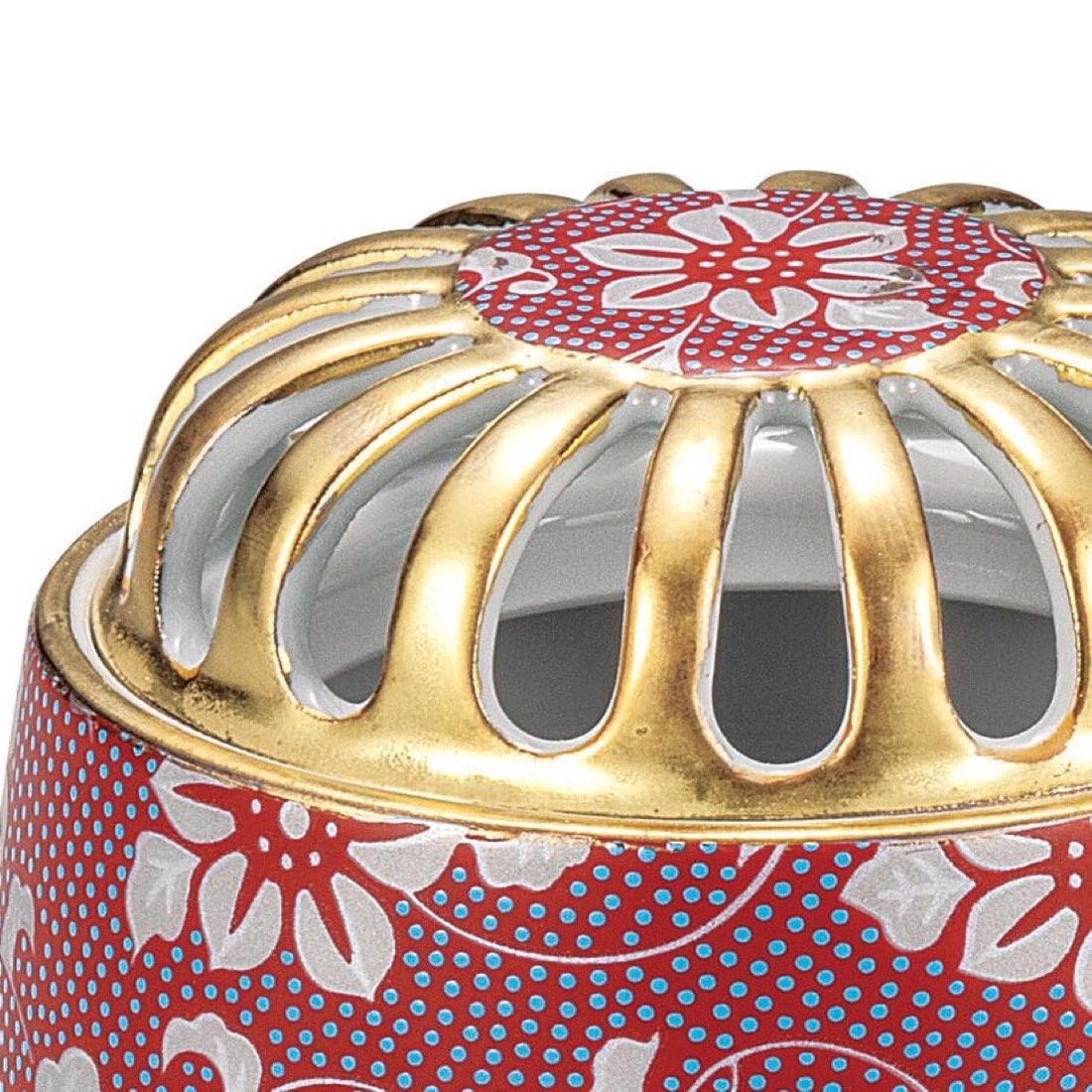 Japanese Incense Burner, Kutani Ware Clematis Porcelain Koro, Incense Holder — view 4
