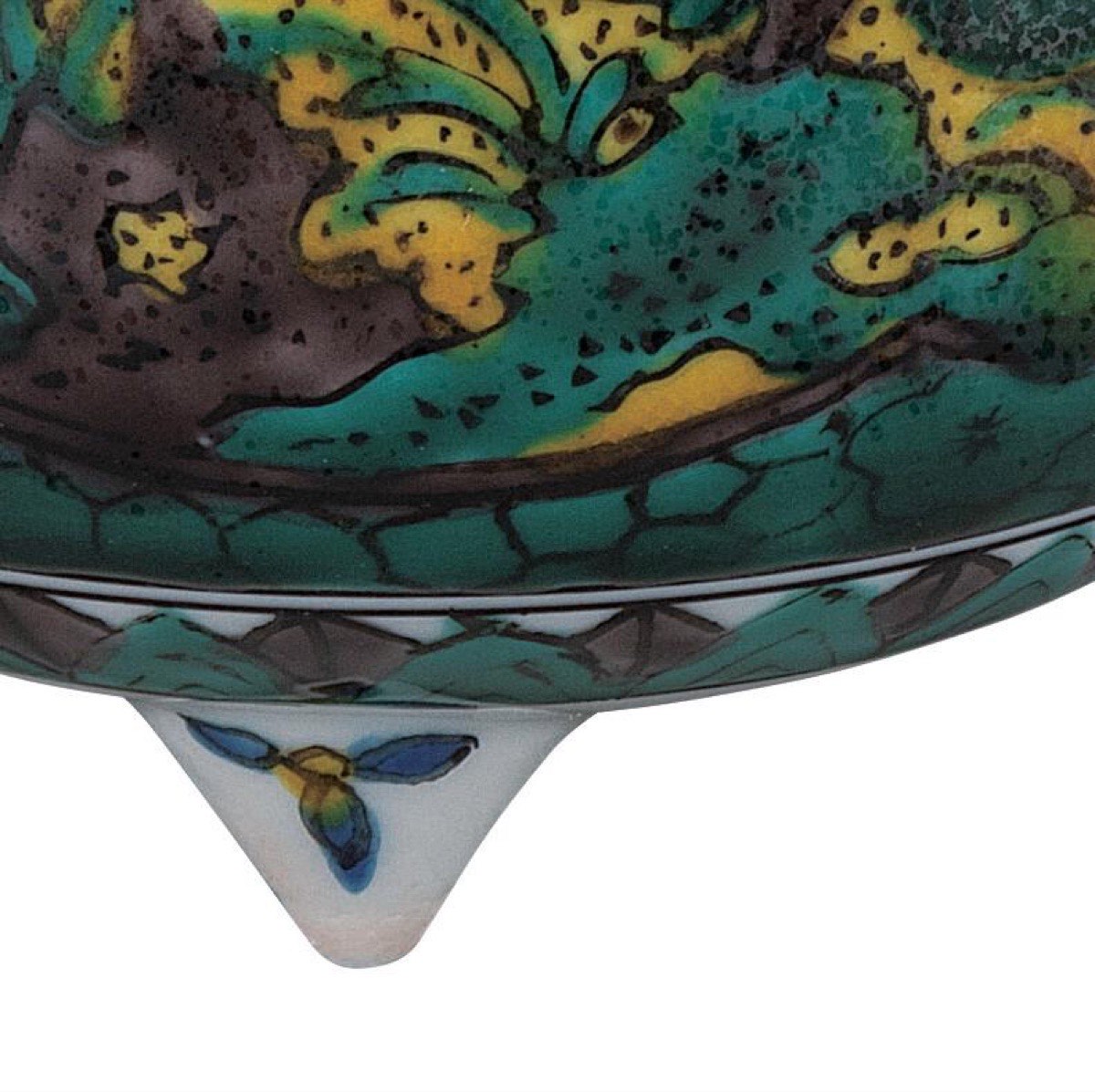 Japanese Incense Burner, Kutani Ware Ko-Kutani Flower Bird Koro, Tea Room Decor — view 6