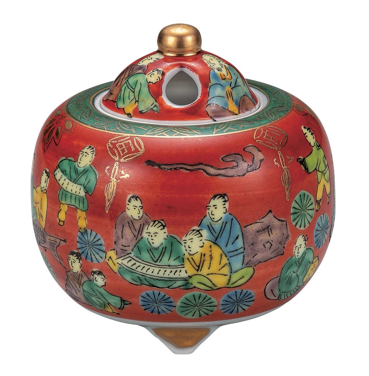 Japanese Incense Burner, Kutani Ware Mokubei Porcelain Koro, Japanese Ceramic Decor — view 7