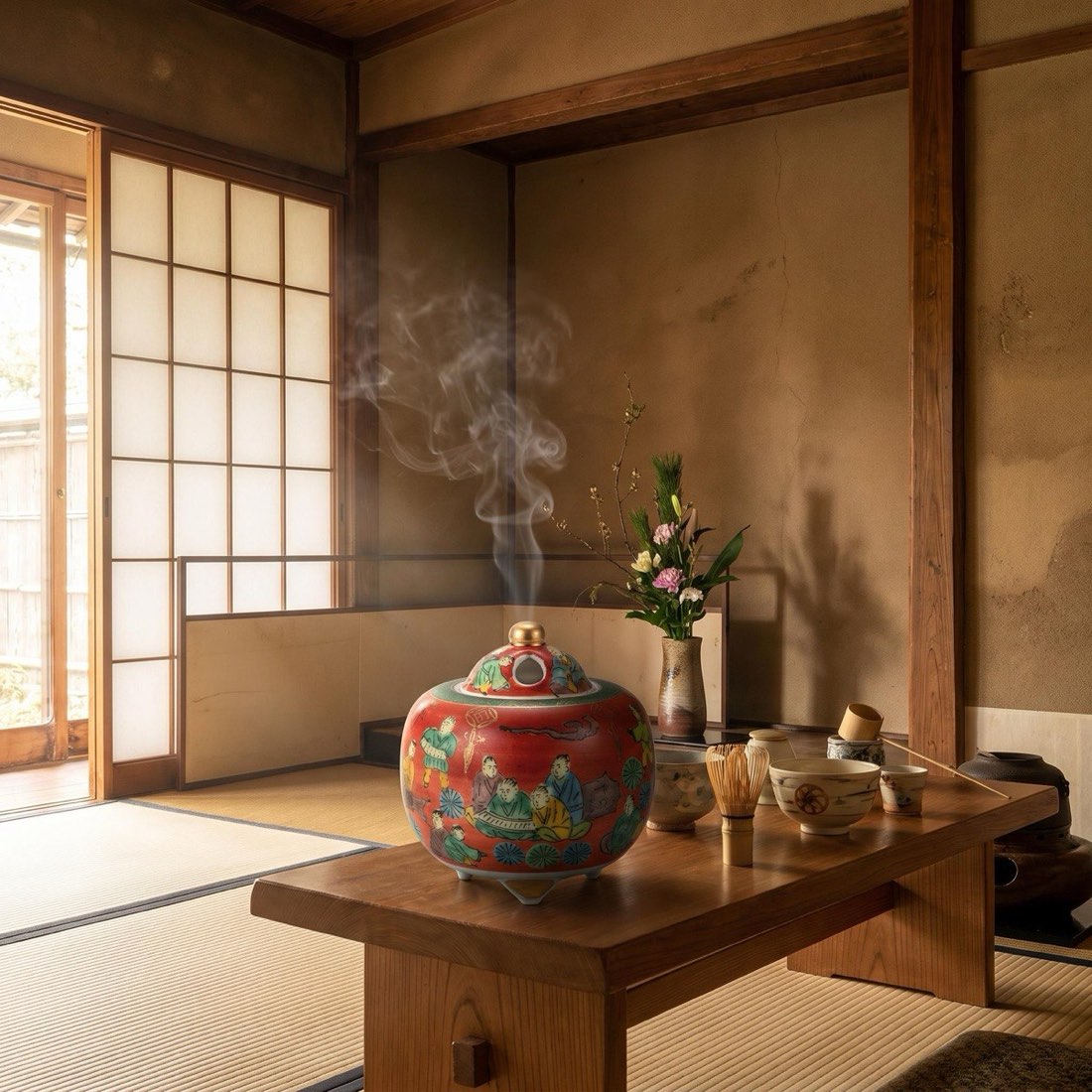 Japanese Incense Burner, Kutani Ware Mokubei Porcelain Koro, Japanese Ceramic Decor — view 8