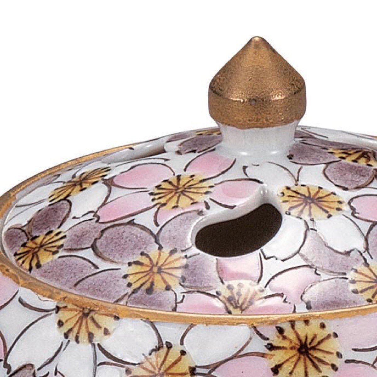 Japanese Incense Burner, Kutani Ware Sakura Porcelain Koro, Incense Holder, Made in Japan — view 4