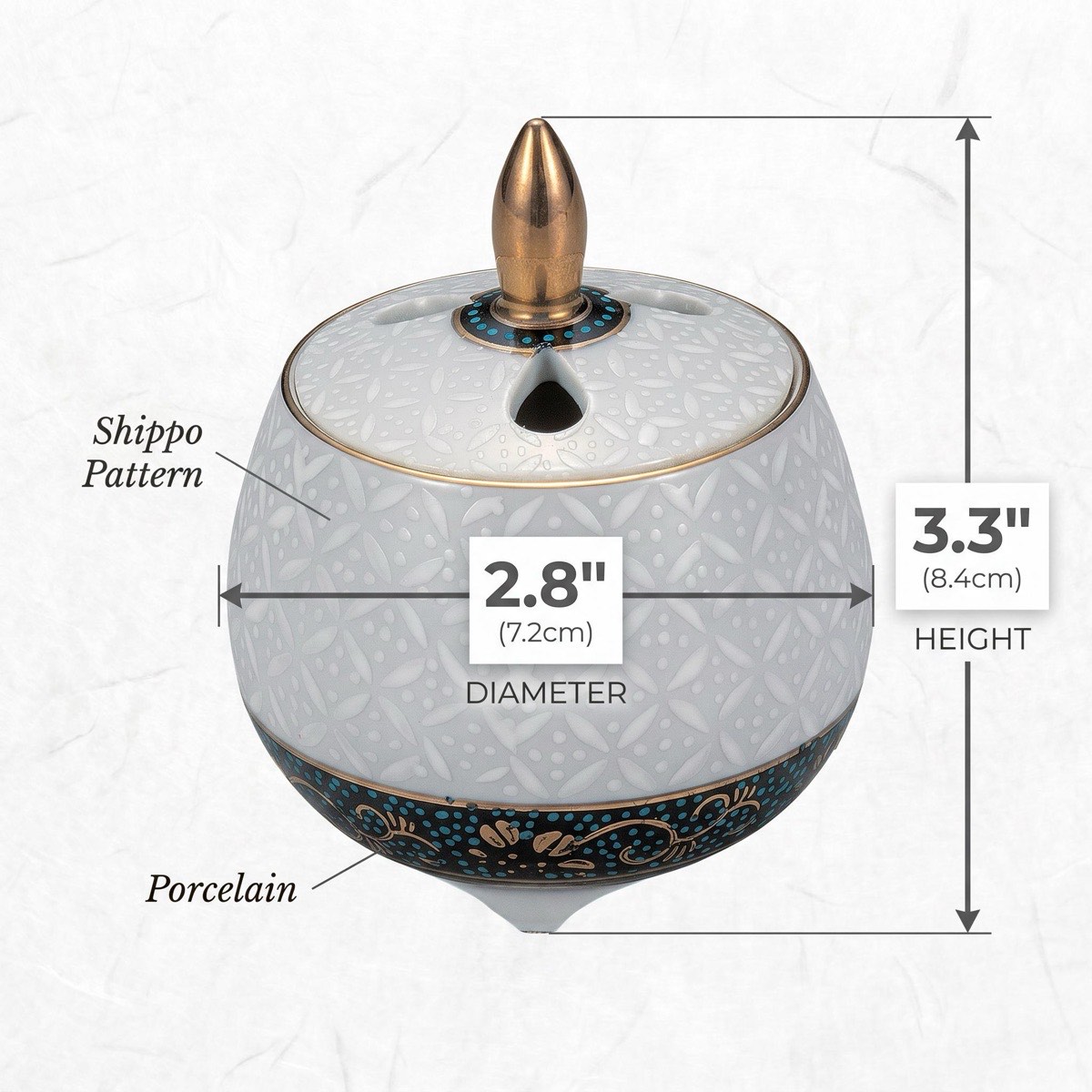 Japanese Incense Burner, Kutani Ware White Shippo Porcelain Koro, Tea Room Decor — view 3