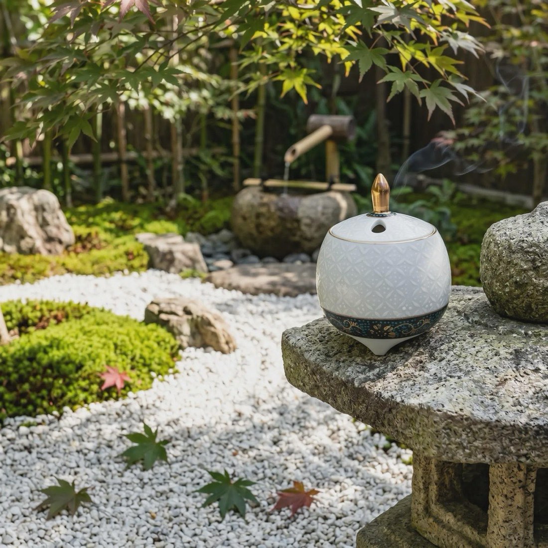 Japanese Incense Burner, Kutani Ware White Shippo Porcelain Koro, Tea Room Decor — view 9