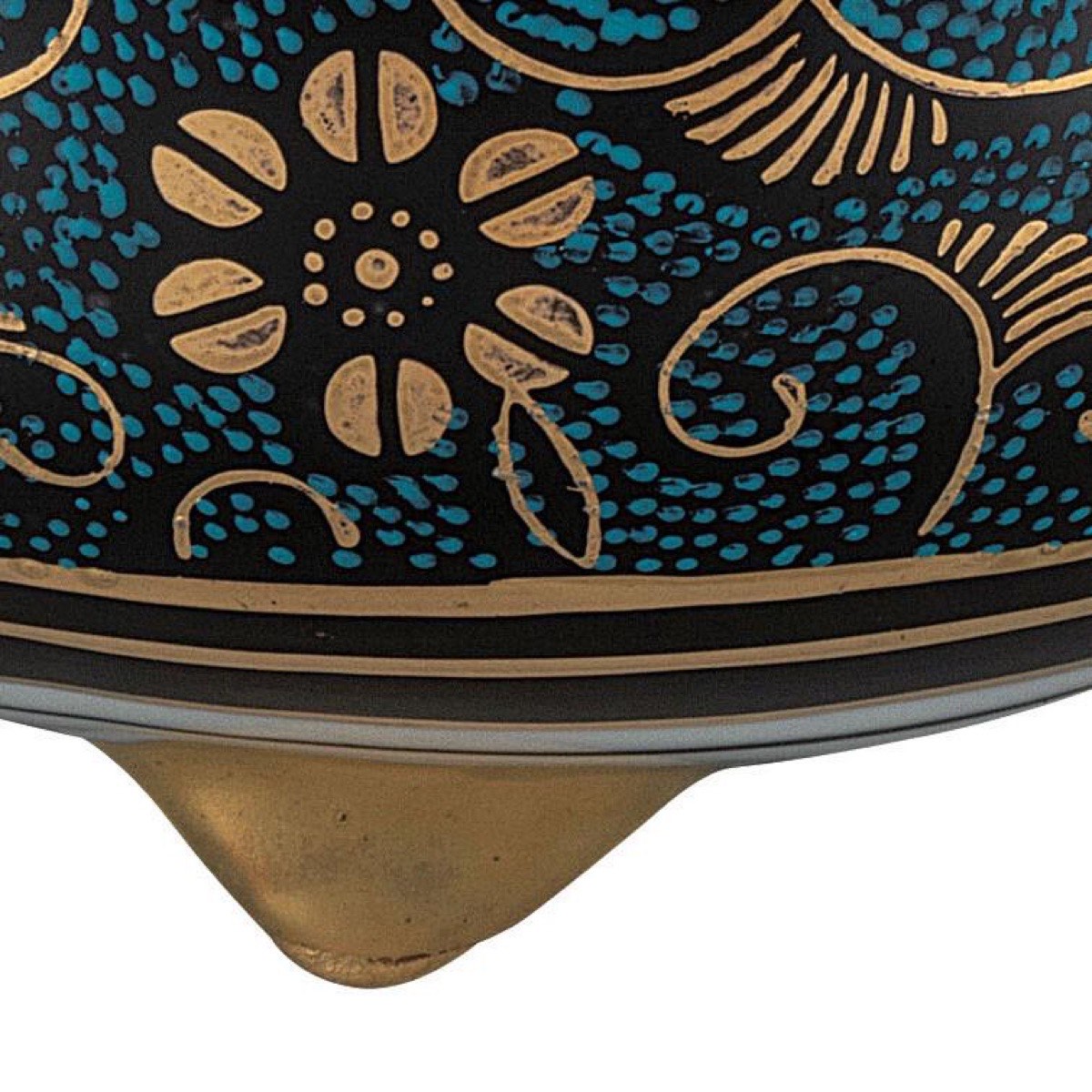 Japanese Incense Burner, Large Kutani Ware Blue Dot Clematis Porcelain Koro — view 6