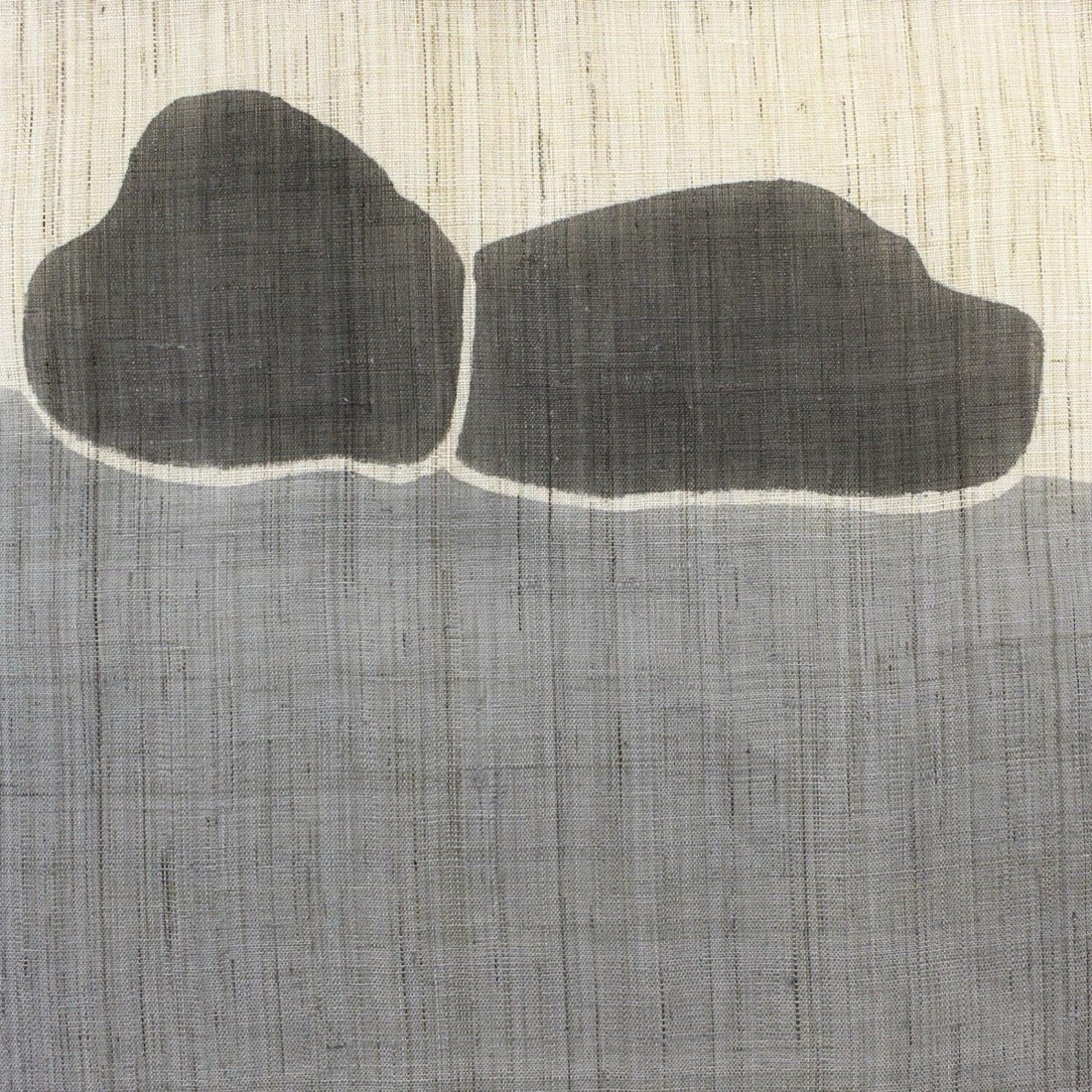 Japanese Linen Noren Curtain, Crab Motif, Indigo-Gray Dye, Handwoven Textile (33.1 x 47.2 in) — view 6