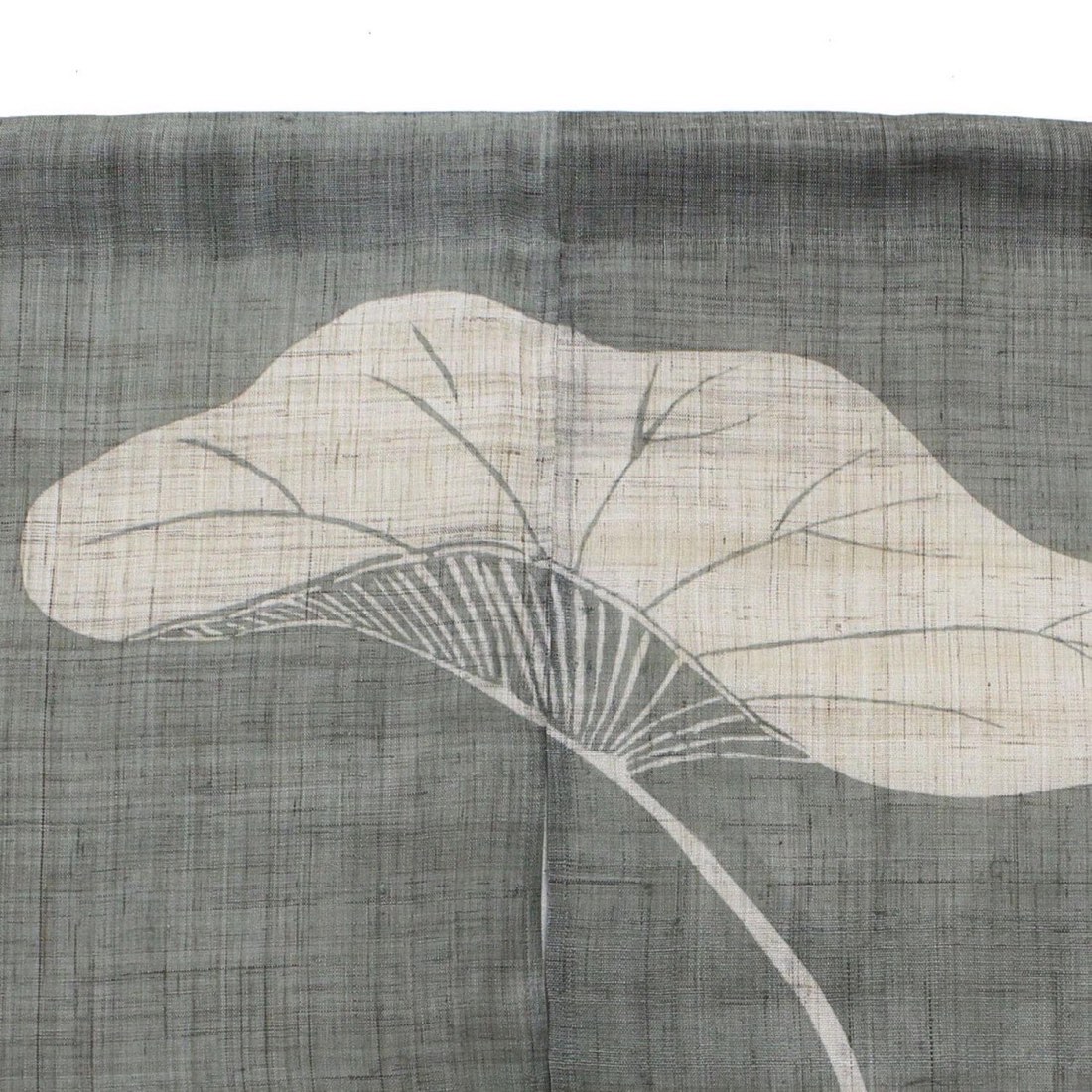 Japanese Linen Noren Curtain, Hand-Dyed Frog Motif, Gray Green, 33.1 x 47.2 in — view 4