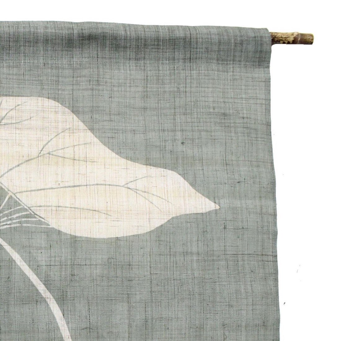 Japanese Linen Noren Curtain, Hand-Dyed Frog Motif, Gray Green, 33.1 x 47.2 in — view 5