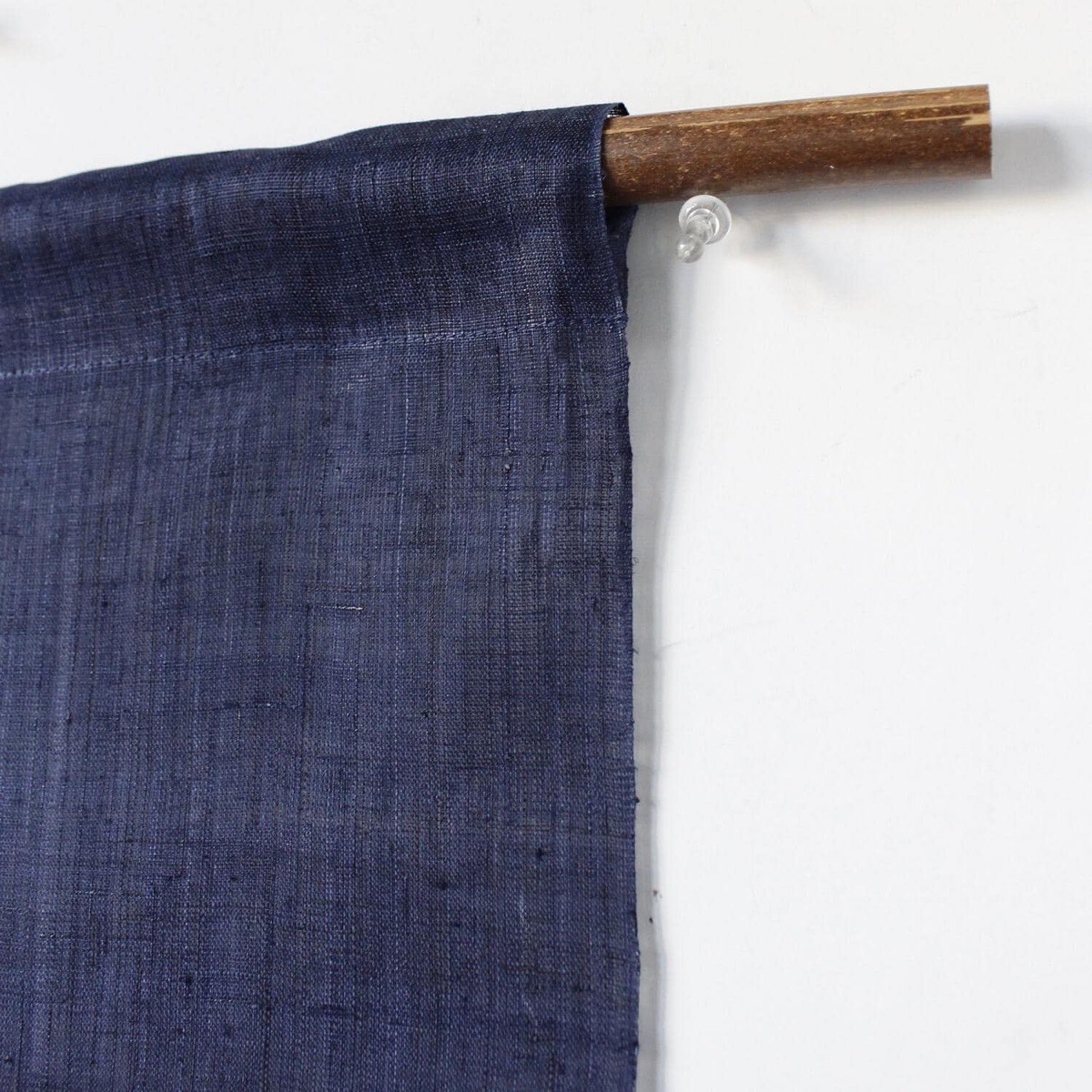Japanese Linen Noren Curtain, Indigo Jar Motif, Hand-Dyed Textile Divider — view 4