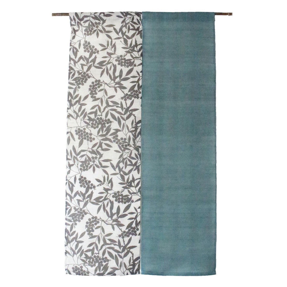 Japanese Linen Noren Curtain, Nanten Motif, Mountain Indigo, 33.1 x 59.1 in — view 2