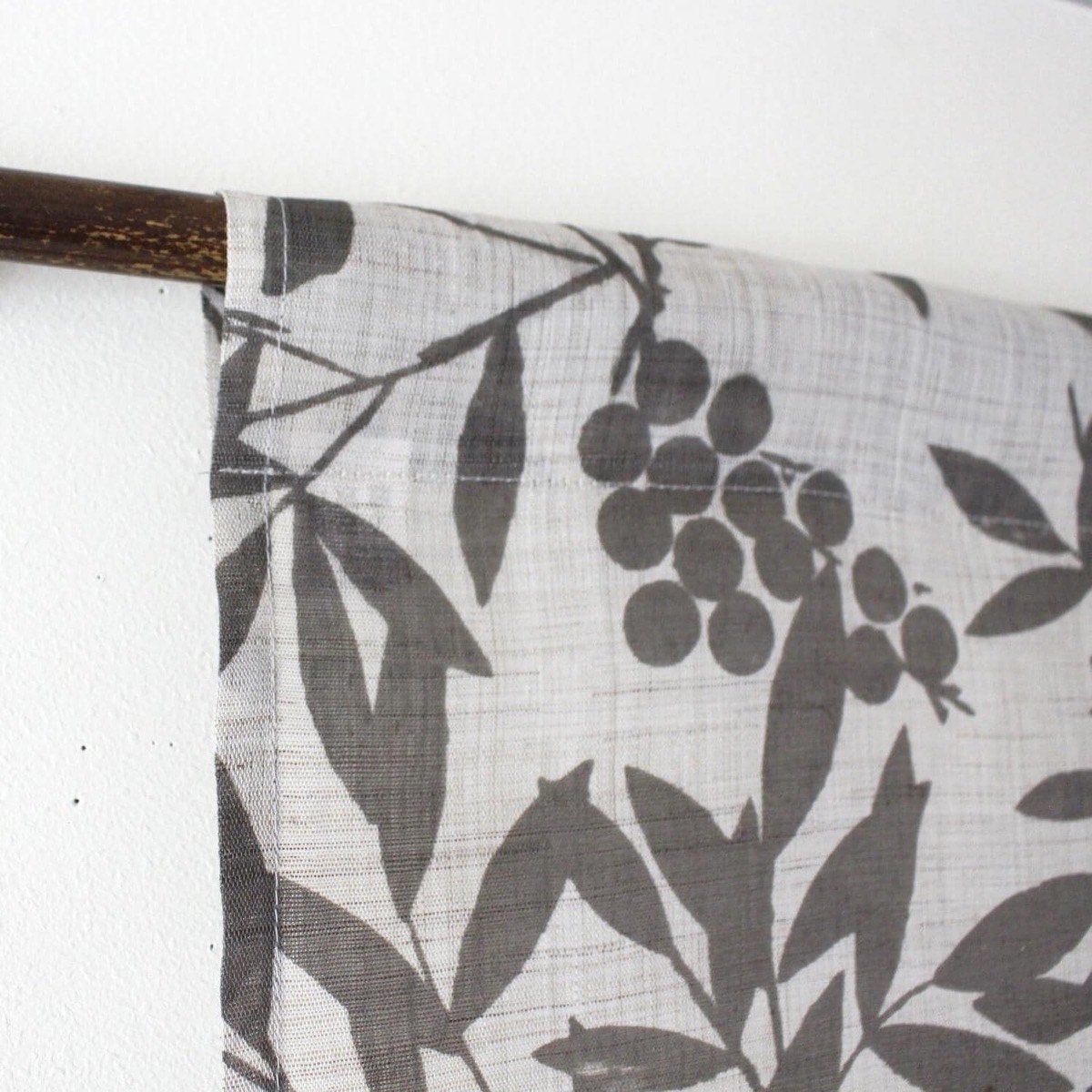 Japanese Linen Noren Curtain, Nanten Motif, Mountain Indigo, 33.1 x 59.1 in — view 5