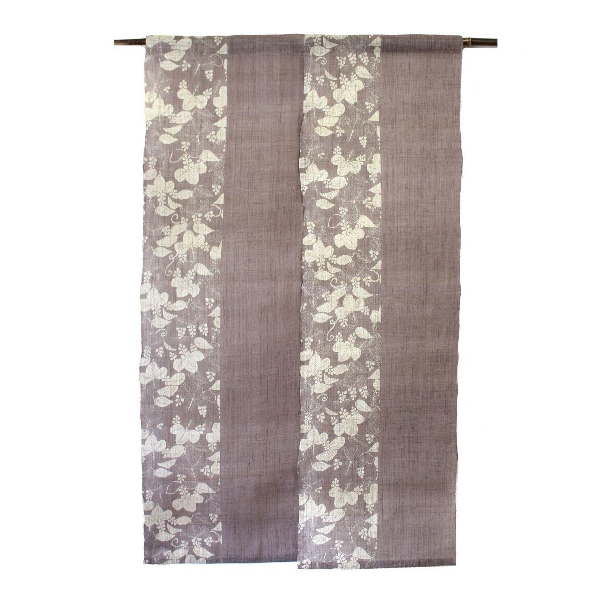Japanese Linen Noren Curtain, Paulownia Pattern, Shiso Gray, 100% Linen, Made in Japan