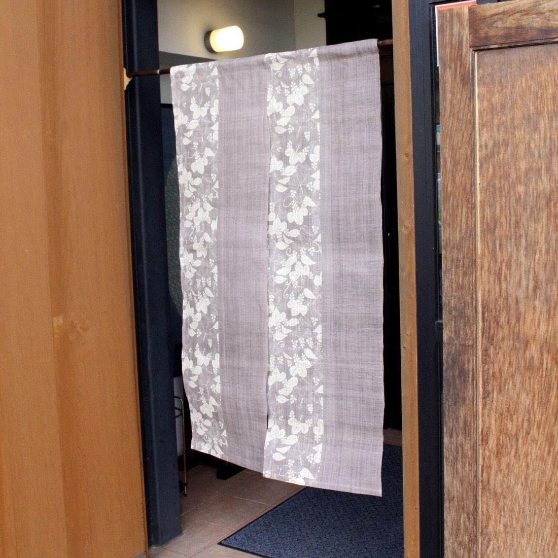Japanese Linen Noren Curtain, Paulownia Pattern, Shiso Gray, 100% Linen, Made in Japan — view 8