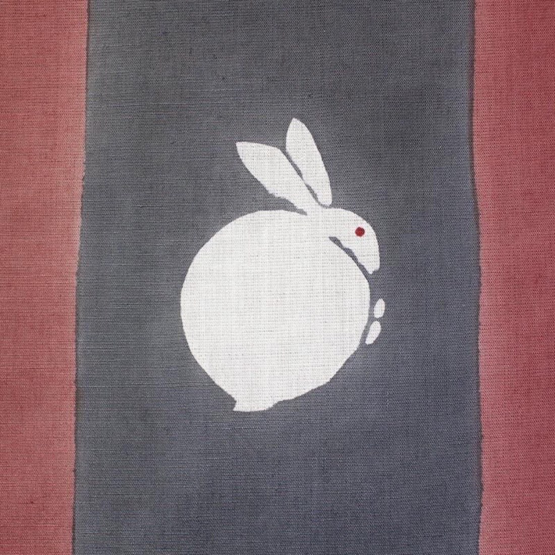 Japanese Linen Noren Curtain, Rabbit Motif, Deep Crimson, Ibira Weave Home Decor — view 6