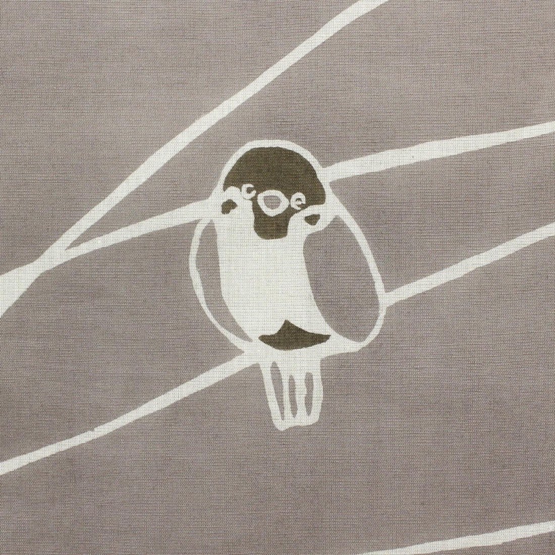 Japanese Linen Noren Curtain, Sparrow Motif, Shiso Gray, 33.1 x 47.2 in — view 4