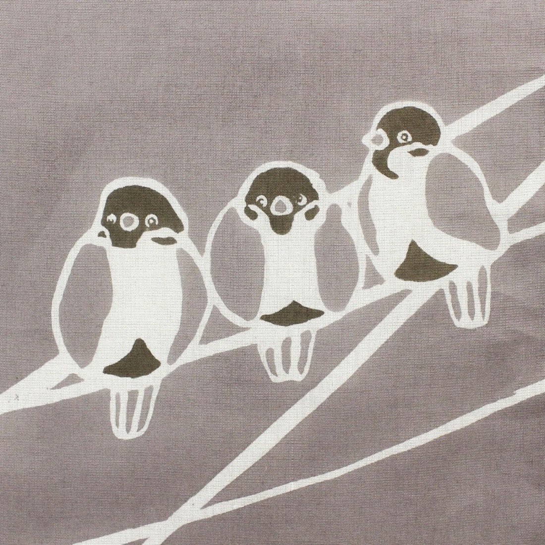 Japanese Linen Noren Curtain, Sparrow Motif, Shiso Gray, 33.1 x 47.2 in — view 5