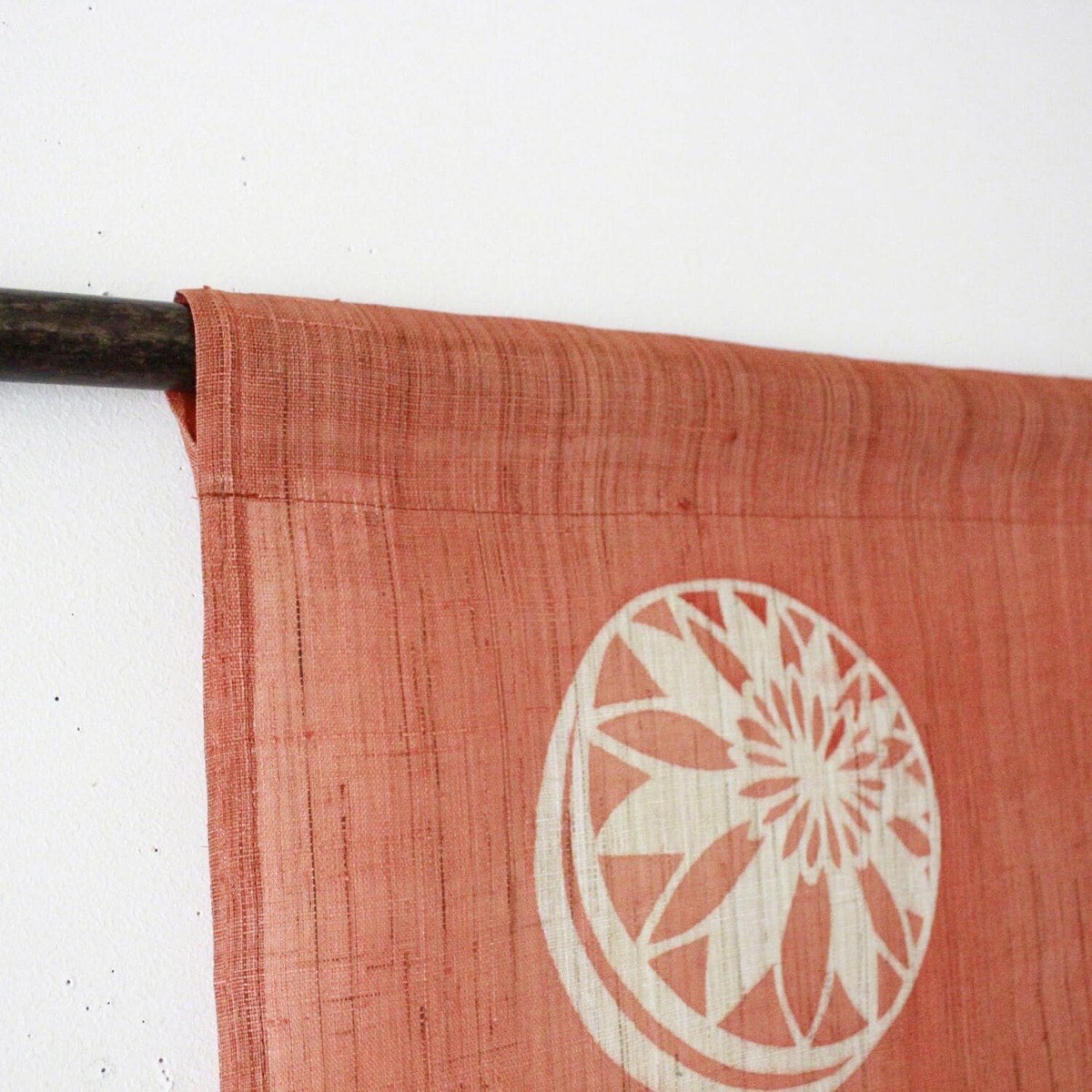 Japanese Linen Noren Curtain, Temari Motif, Vermilion (33.1 x 47.2 in) — view 4