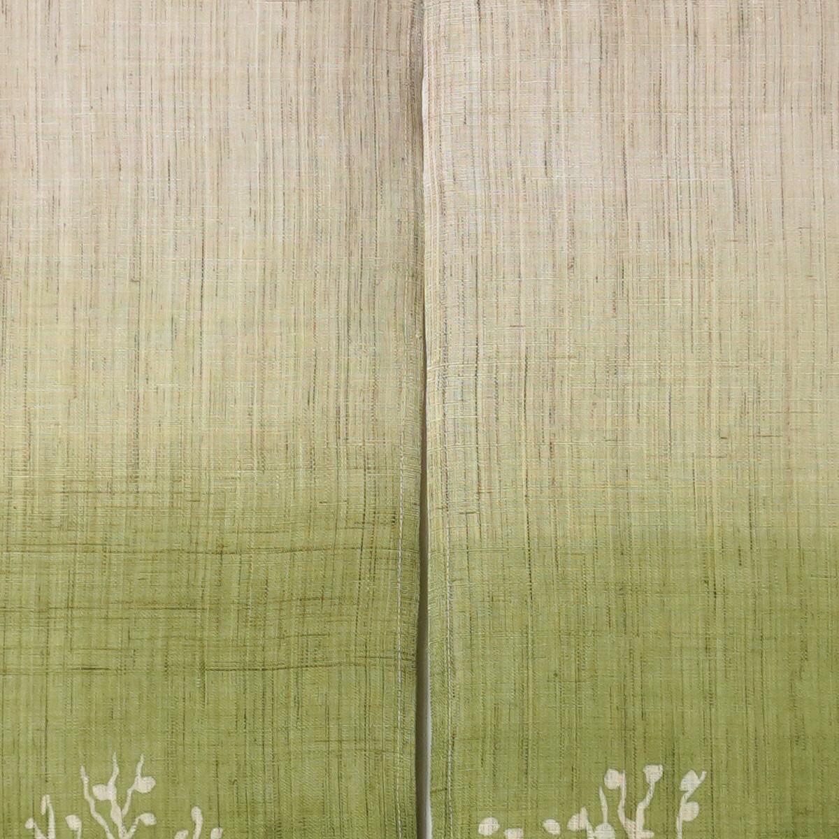 Japanese Linen Noren Curtain, Tree Motif, Green Gradient, 33.1 x 47.2 in — view 7