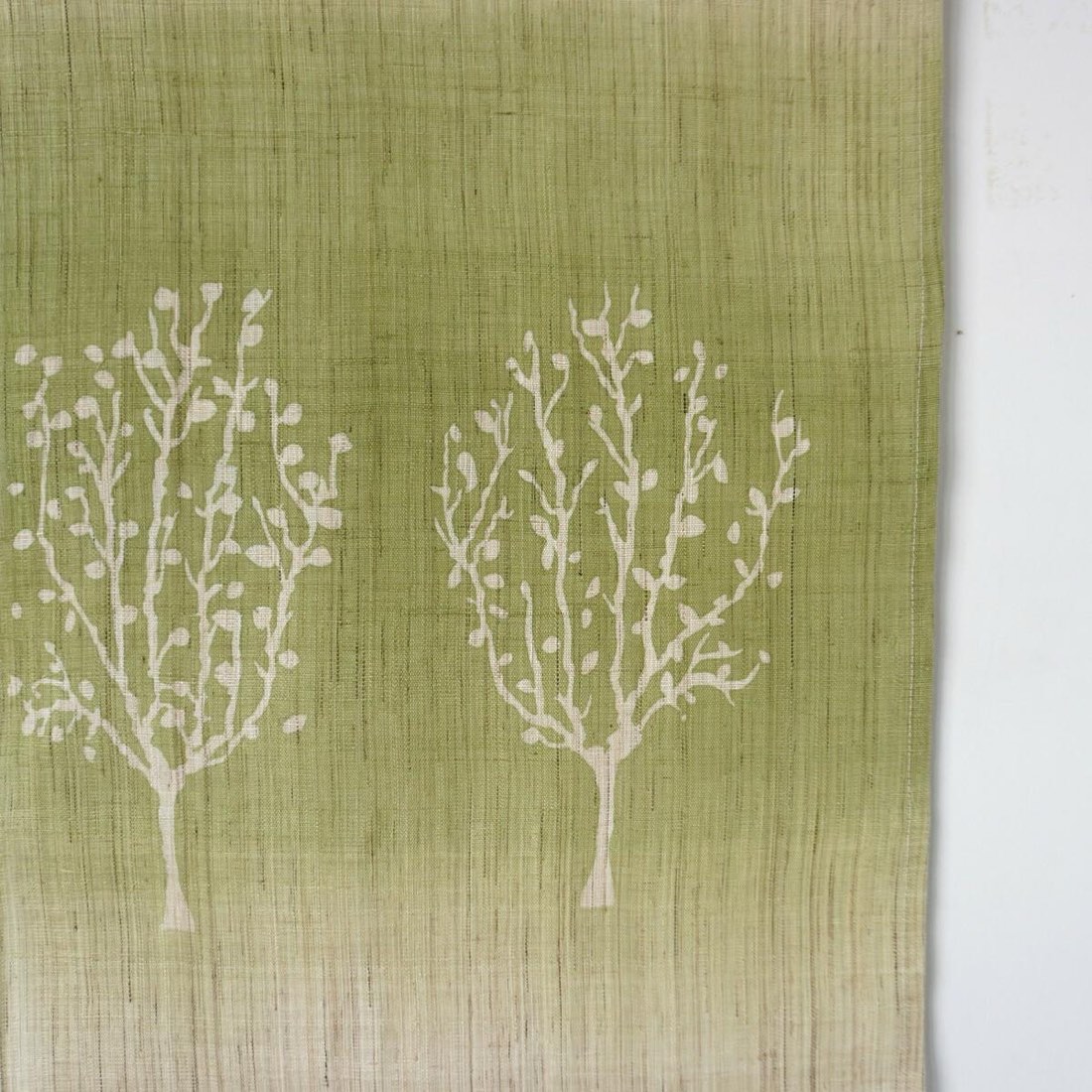Japanese Linen Noren Curtain, Tree Motif, Green Gradient, 33.1 x 47.2 in — view 8