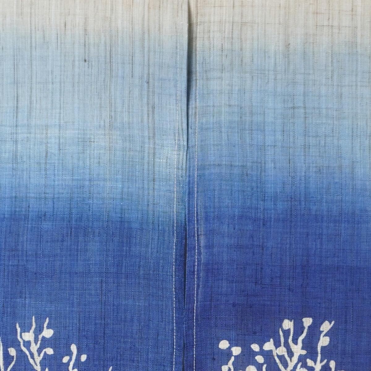Japanese Linen Noren Curtain, Tree Motif, Indigo Gradient, 33.1 x 47.2 in — view 4