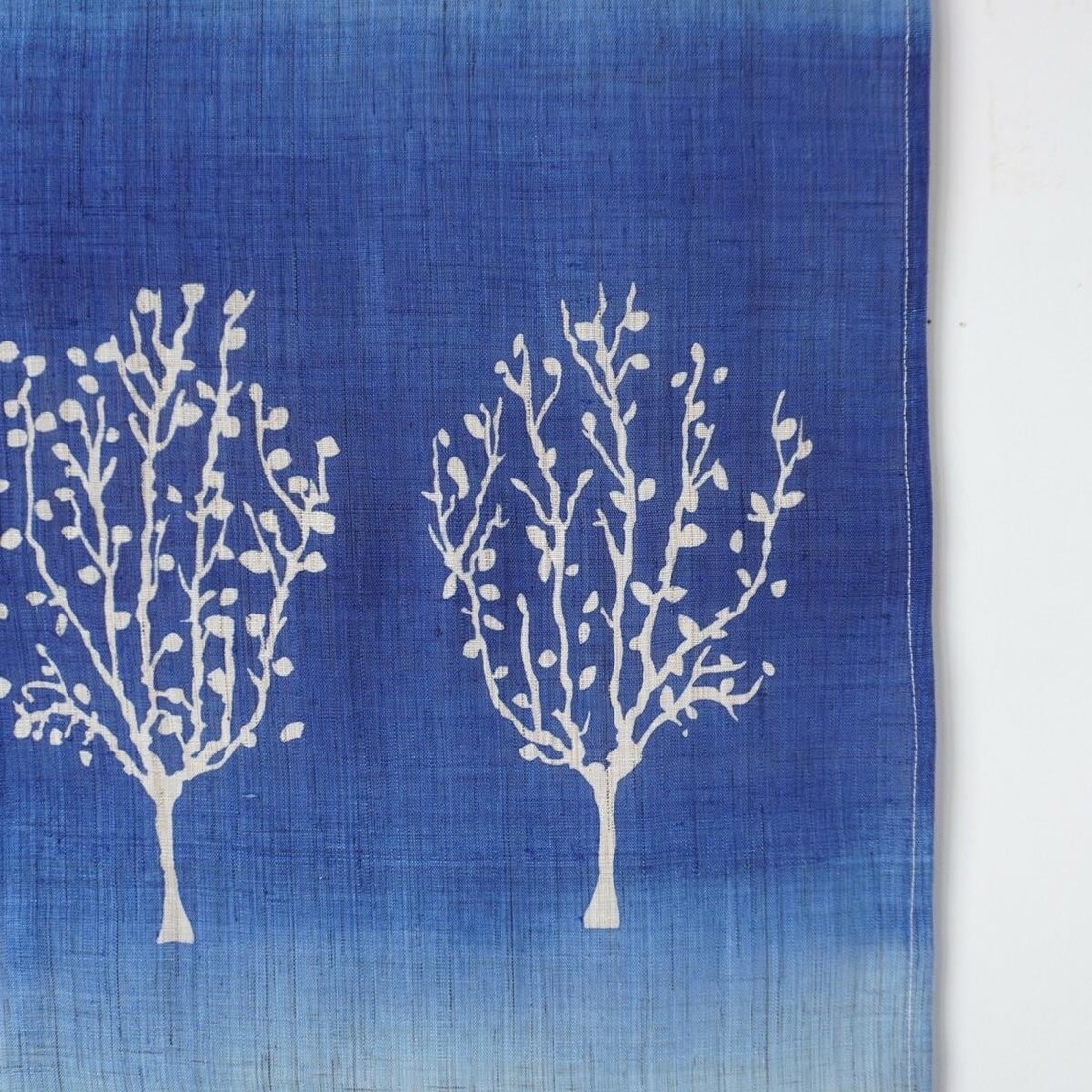 Japanese Linen Noren Curtain, Tree Motif, Indigo Gradient, 33.1 x 47.2 in — view 5