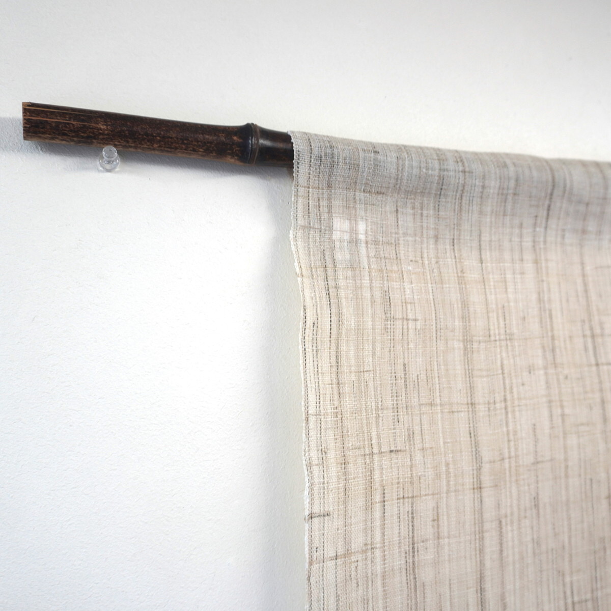 Japanese Linen Noren Curtain, Triple Panel, Half-Dyed Rose, Grey & Amber, 33.1 x 47.2 in, Handwoven Ramie, Made in Japan — view 5
