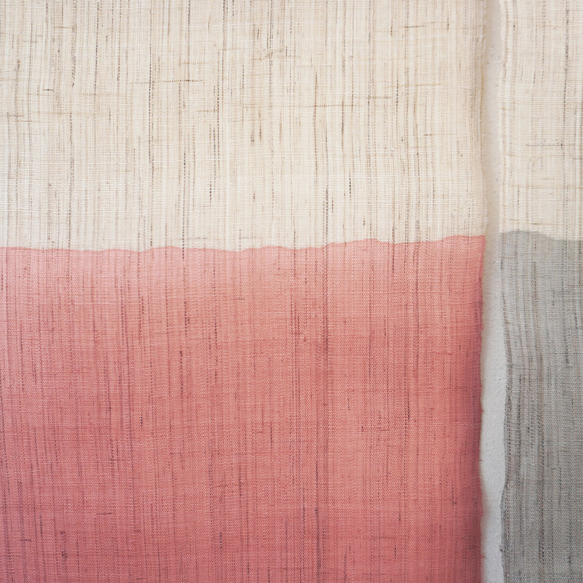 Japanese Linen Noren Curtain, Triple Panel, Half-Dyed Rose, Grey & Amber, 33.1 x 47.2 in, Handwoven Ramie, Made in Japan — view 8