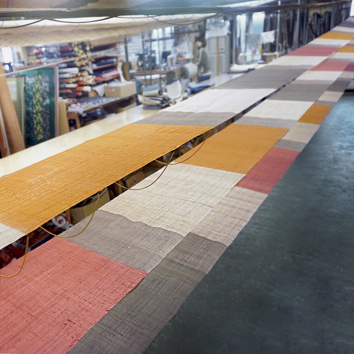 Japanese Linen Noren Curtain, Triple Panel, Half-Dyed Rose, Grey & Amber, 33.1 x 47.2 in, Handwoven Ramie, Made in Japan — view 9