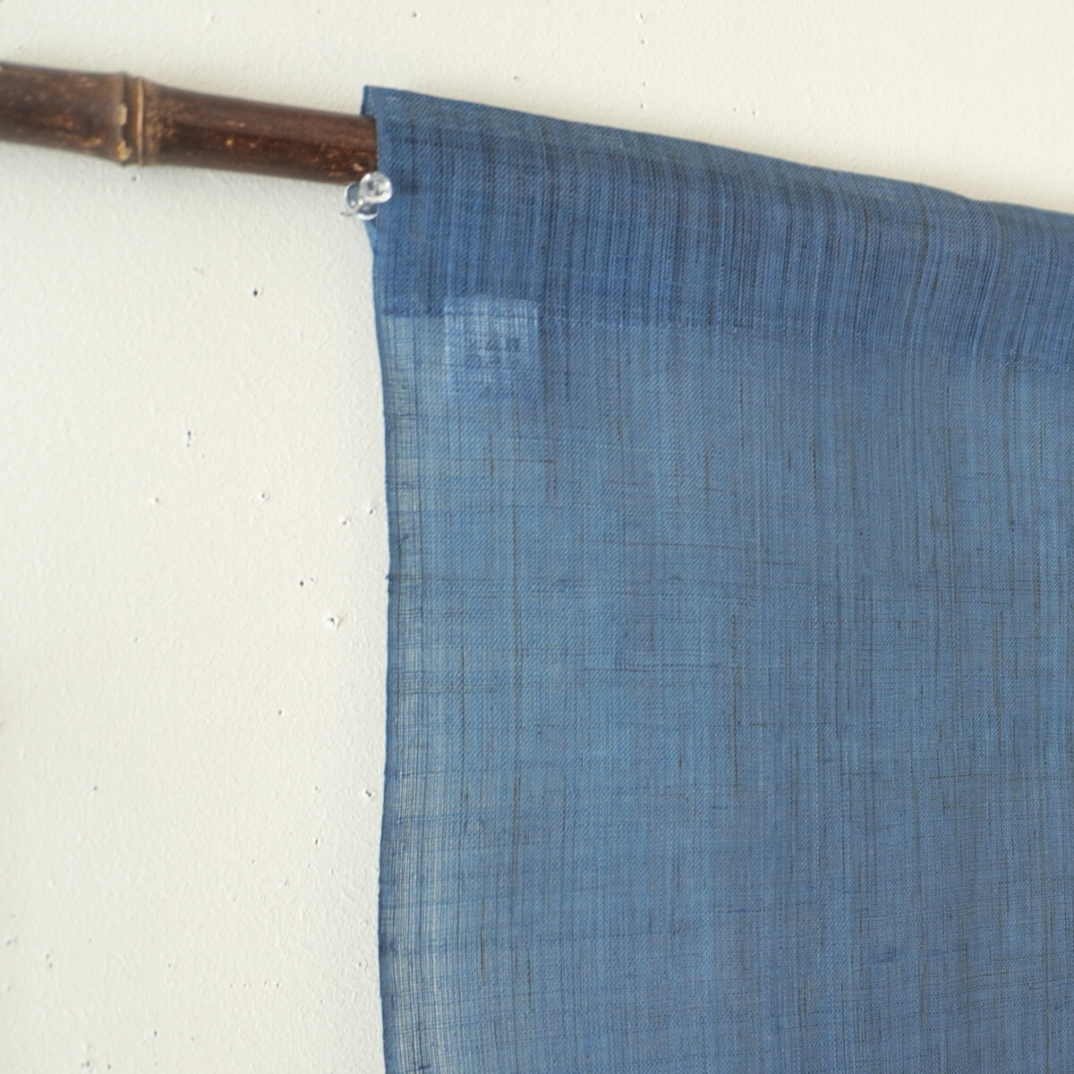 Japanese Linen Noren Curtain, Triple Panel, Hydrangea, Indigo & Sky Blue, 35.4 x 47.2 in, Handwoven Ramie, Made in Japan — view 5