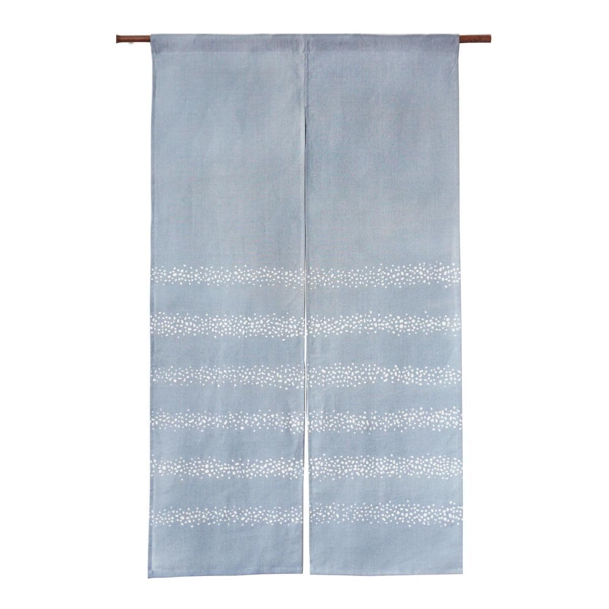 Japanese Linen Noren Door Curtain, Blue Gray Stripe Komon, 33.1 x 59.1 in — view 2