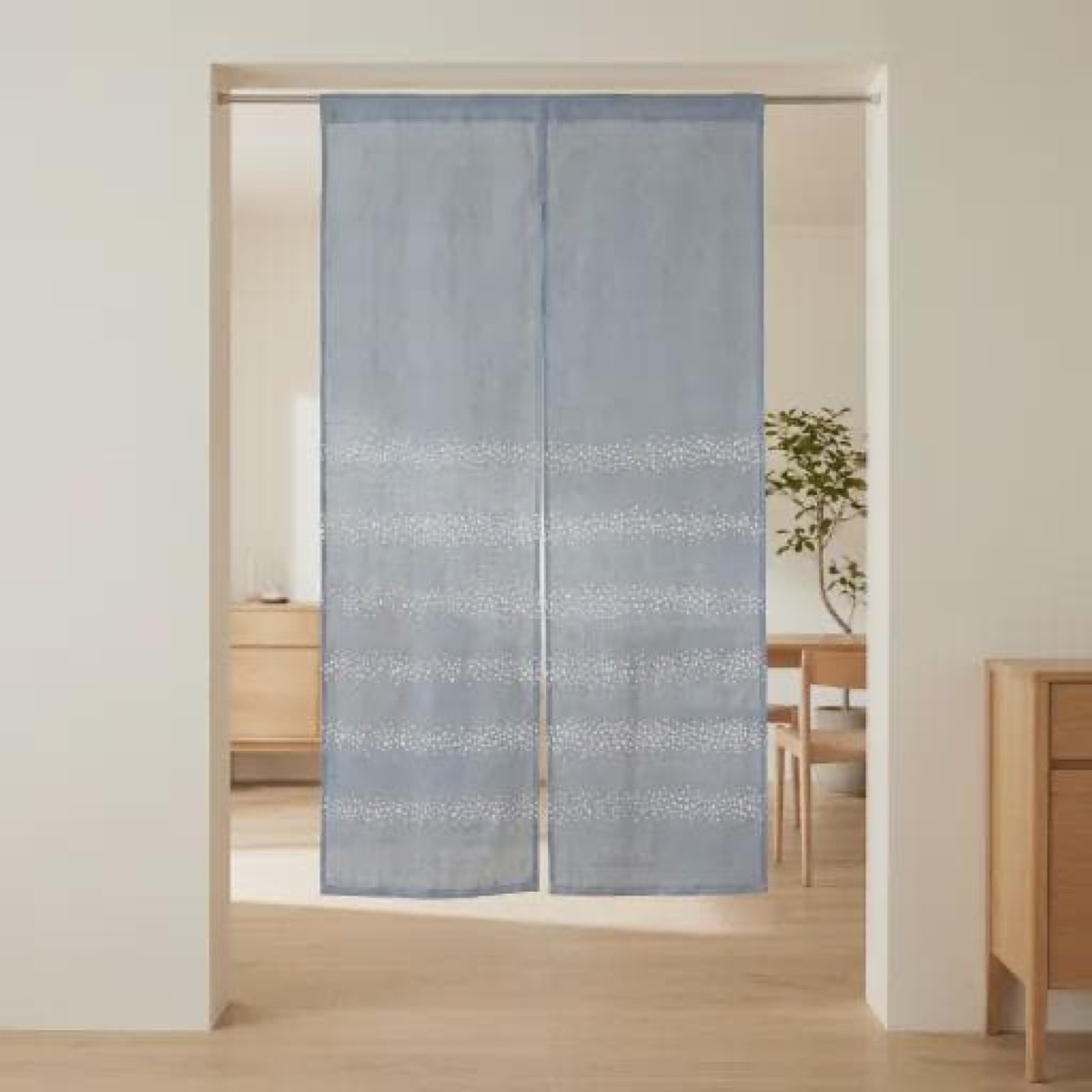 Japanese Linen Noren Door Curtain, Blue Gray Stripe Komon, 33.1 x 59.1 in — view 9