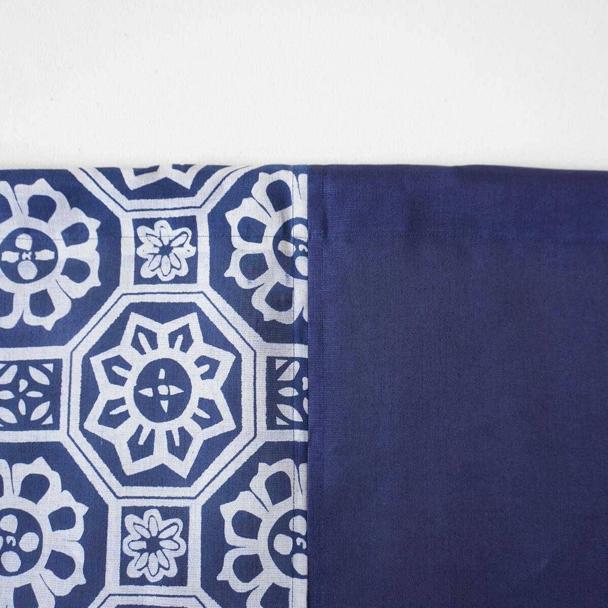 Japanese Linen Noren Door Curtain, Indigo Geometric Pattern, 33.1 x 59.1 in — view 7