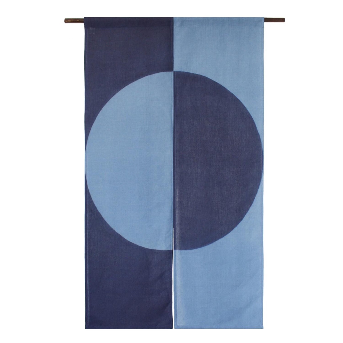 Japanese Linen Noren Door Curtain, Indigo Gradient Circle Motif, 33.1 x 59.1 in — view 1