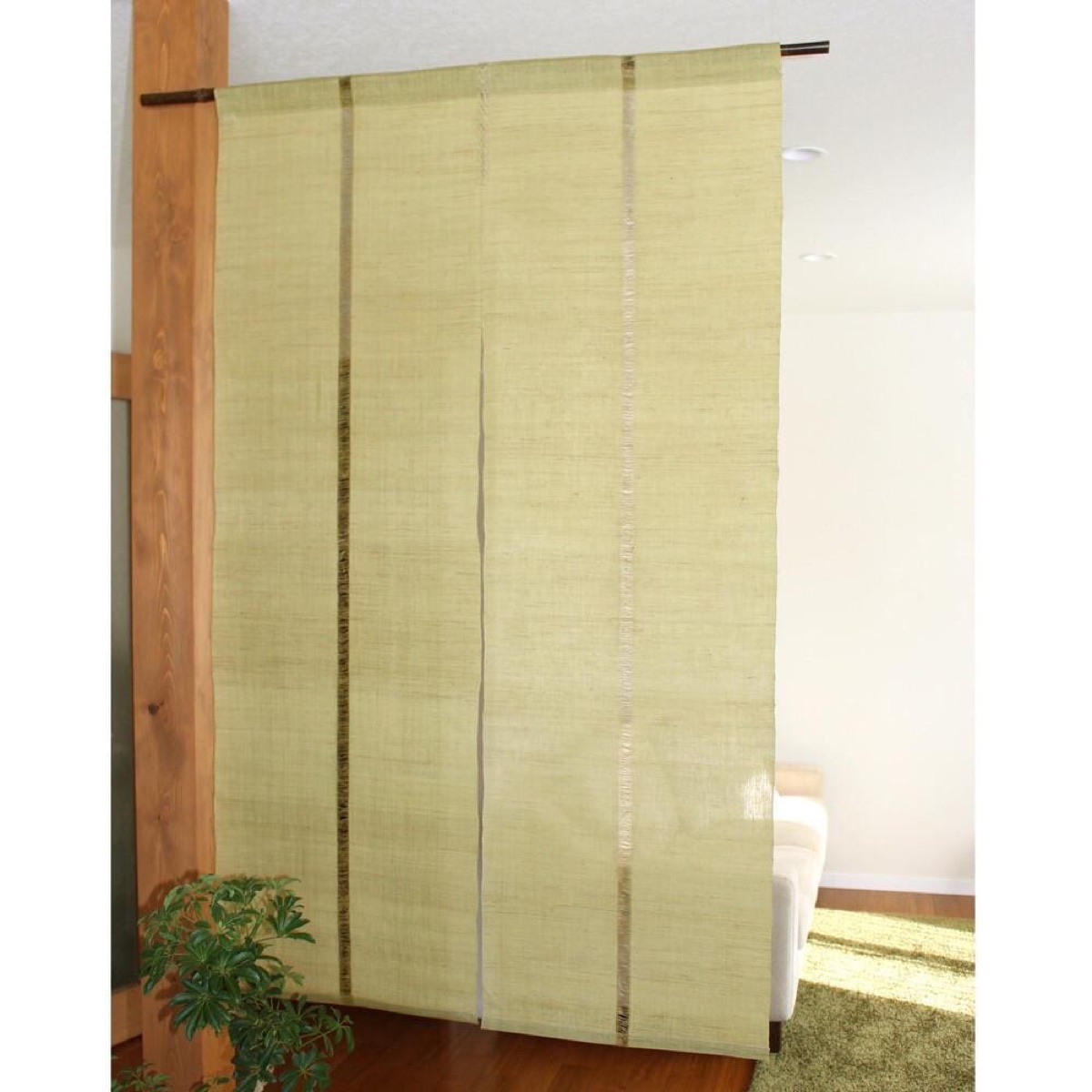 Japanese Linen Noren Door Curtain, Iono Weave, Rapeseed Yellow (90 x 150 cm) — view 2