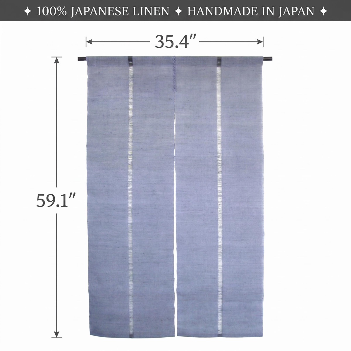 Japanese Linen Noren Door Curtain, Iono Weave, Rapeseed Yellow (90 x 150 cm) — view 4