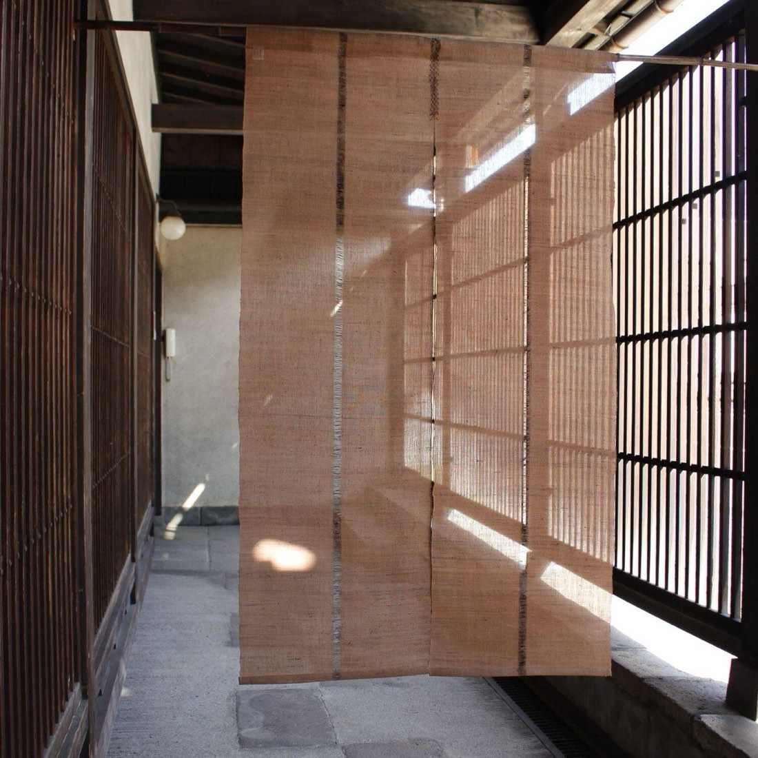 Japanese Linen Noren Door Curtain, Kakishibu Brown, 35.4 x 59.1 in, Made in Japan — view 7