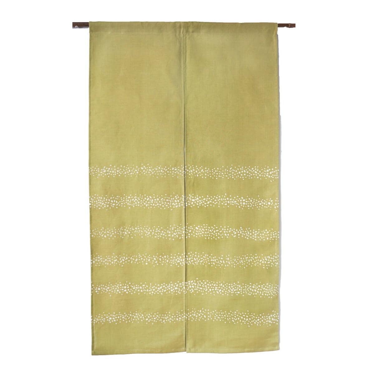 Japanese Linen Noren Door Curtain, Rapeseed Yellow Stripe Komon, 33.1 x 59.1 in