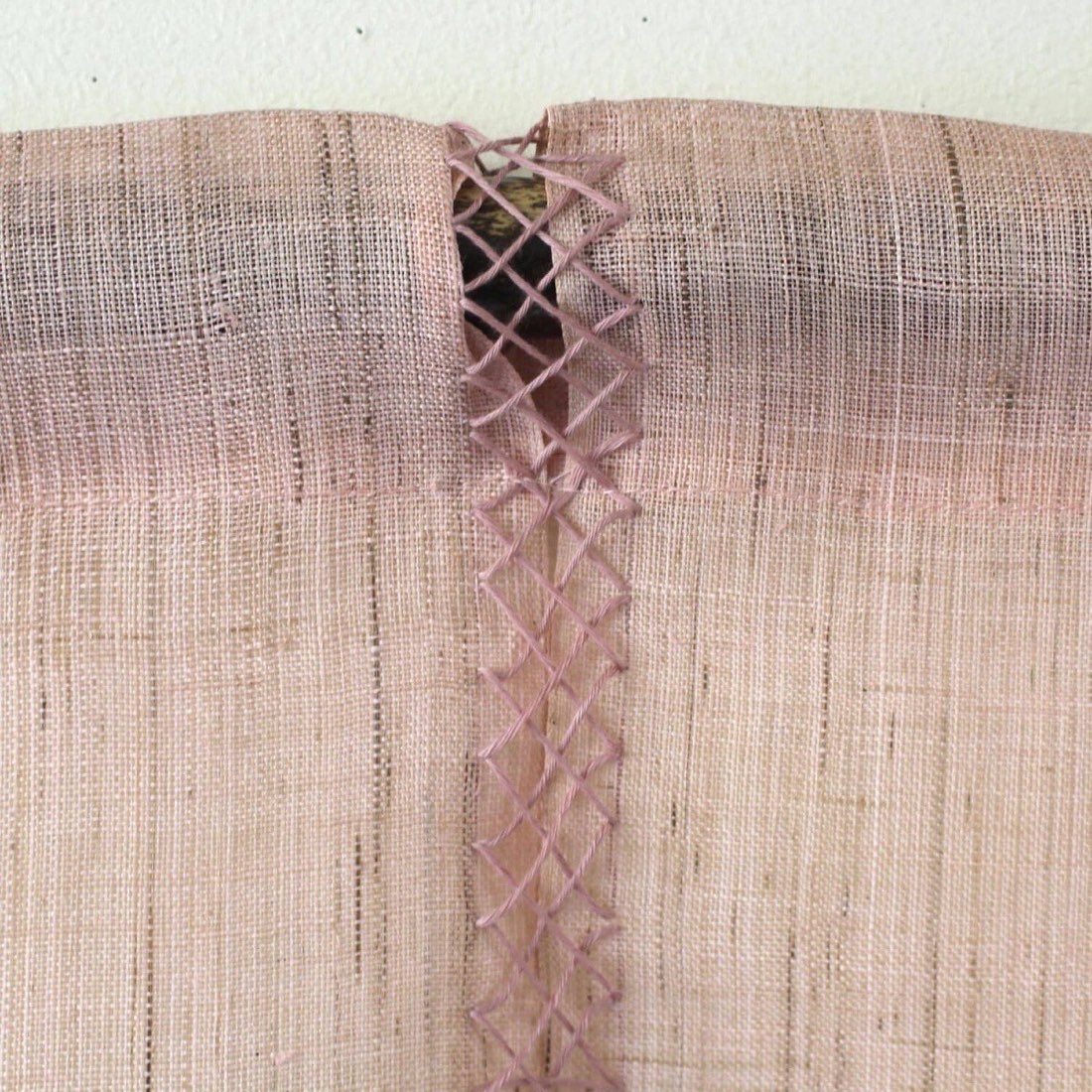 Japanese Linen Noren Door Curtain, Round Sakura Pattern, Pink Pine Soot (35.4 x 47.2 in) — view 4