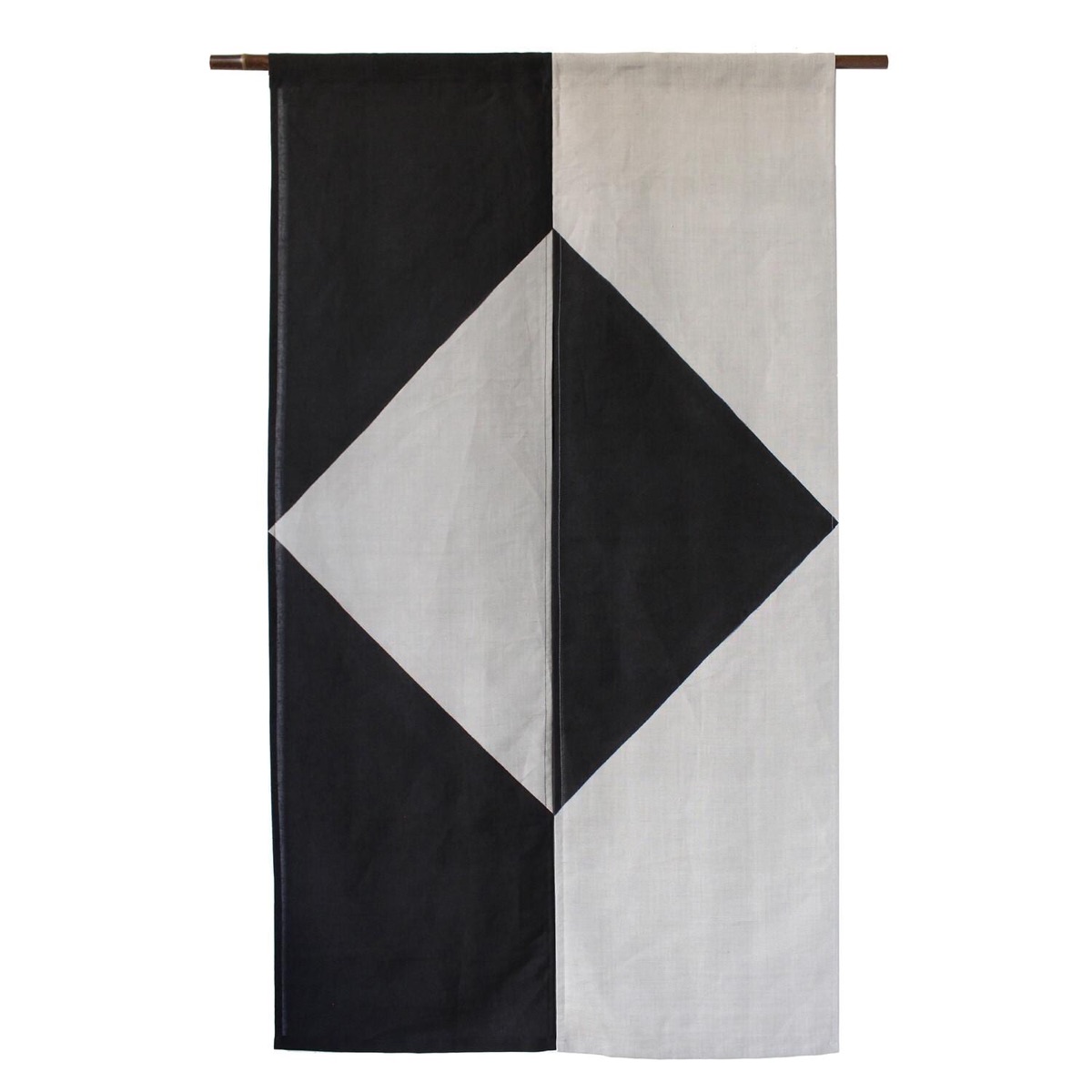 Japanese Linen Noren Door Curtain, Square Motif, Pine Soot Gradient (33.1 x 59.1 in)