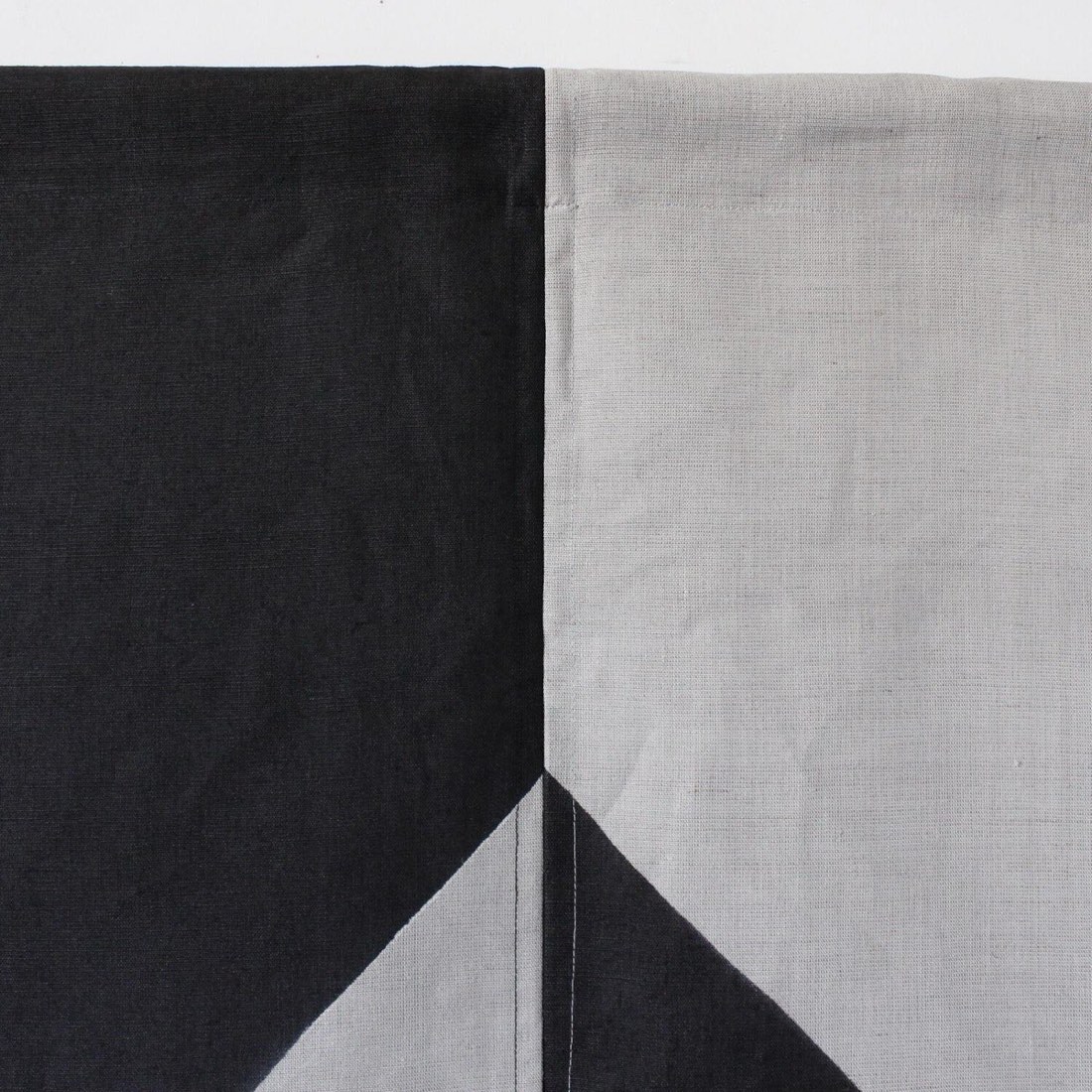 Japanese Linen Noren Door Curtain, Square Motif, Pine Soot Gradient (33.1 x 59.1 in) — view 5