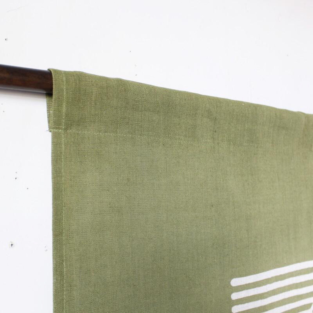 Japanese Linen Noren Door Curtain, Young Pine Motif, Rikyu Green (Made in Japan) — view 4