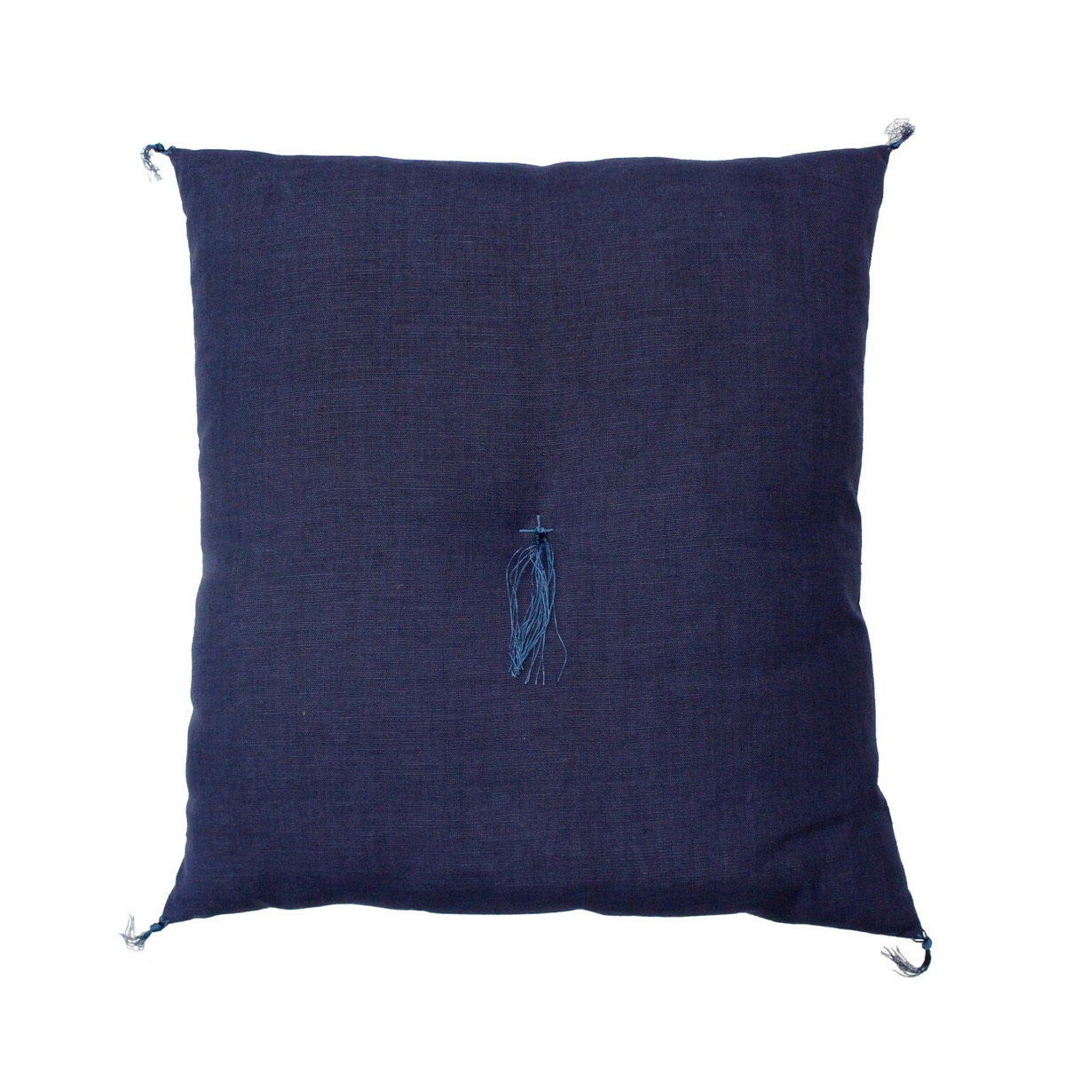 Japanese Linen Tea Cushion (Zabuton), Ihira Weave, Tortoiseshell Apple Motif, Indigo, 16.5 x 17.7 in, Made in Japan — view 2