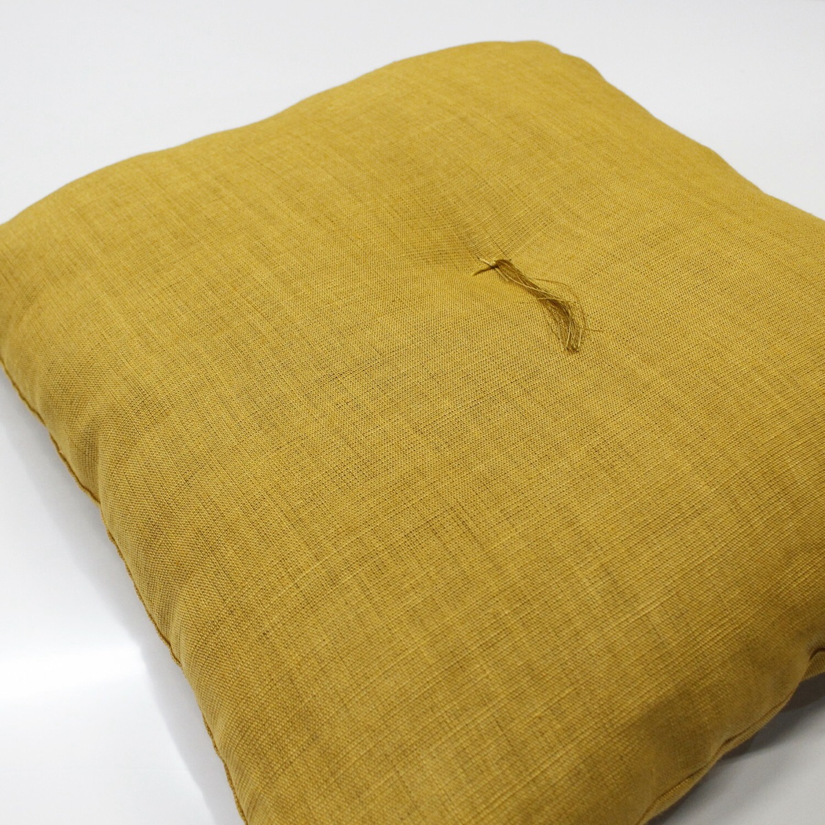 Japanese Linen Tea Cushion (Zabuton), Ihira Weave, Tortoiseshell Apple Motif, Mustard, 16.5 x 17.7 in, Made in Japan — view 4