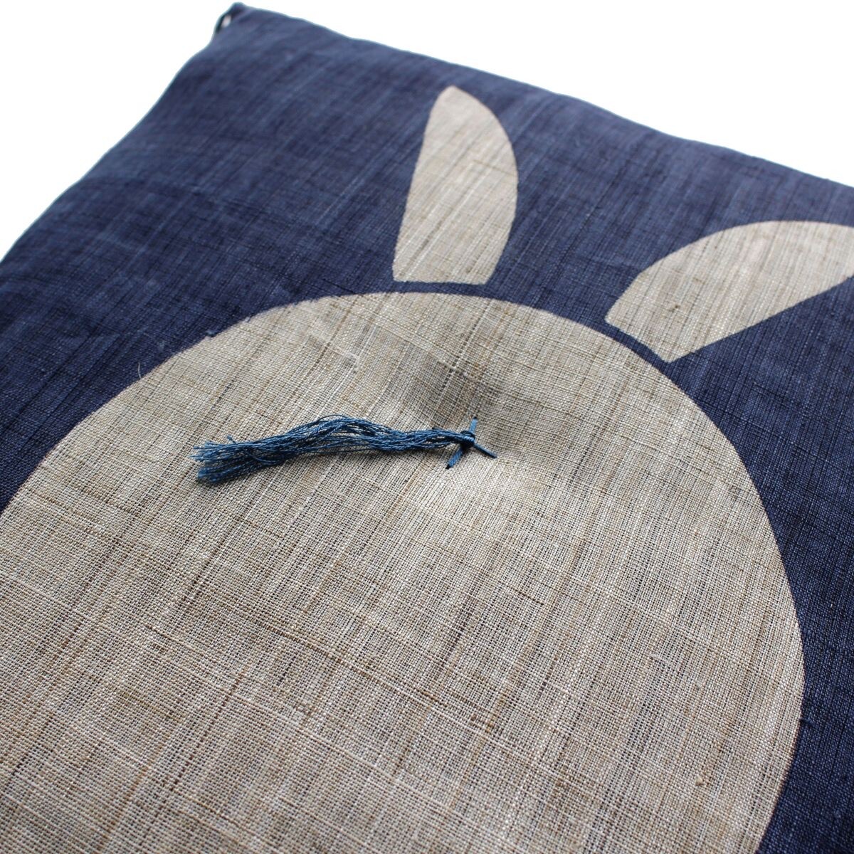 Japanese Linen Tea Cushion (Zabuton), Rabbit Motif, Indigo, 16.5 x 17.7 in, Hand-Dyed, Made in Japan — view 4